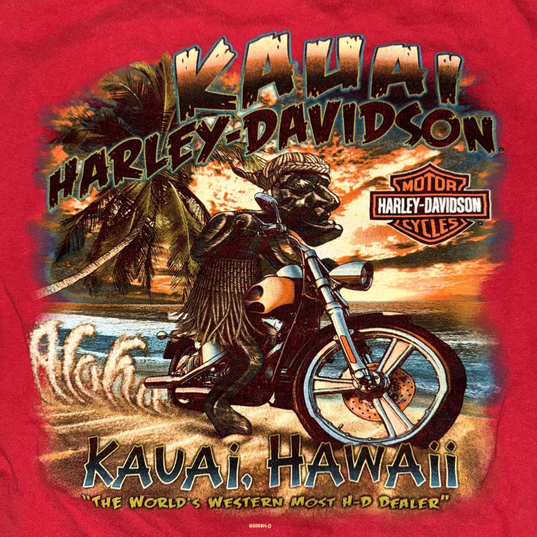 Harley Davidson VINTAGE Harley-Davidson T-Shirt Hawaii Red XL Men 2008 20x26 Regular Shirt Mens Size US XL / EU 56 / 4 - 2 Thumbnail