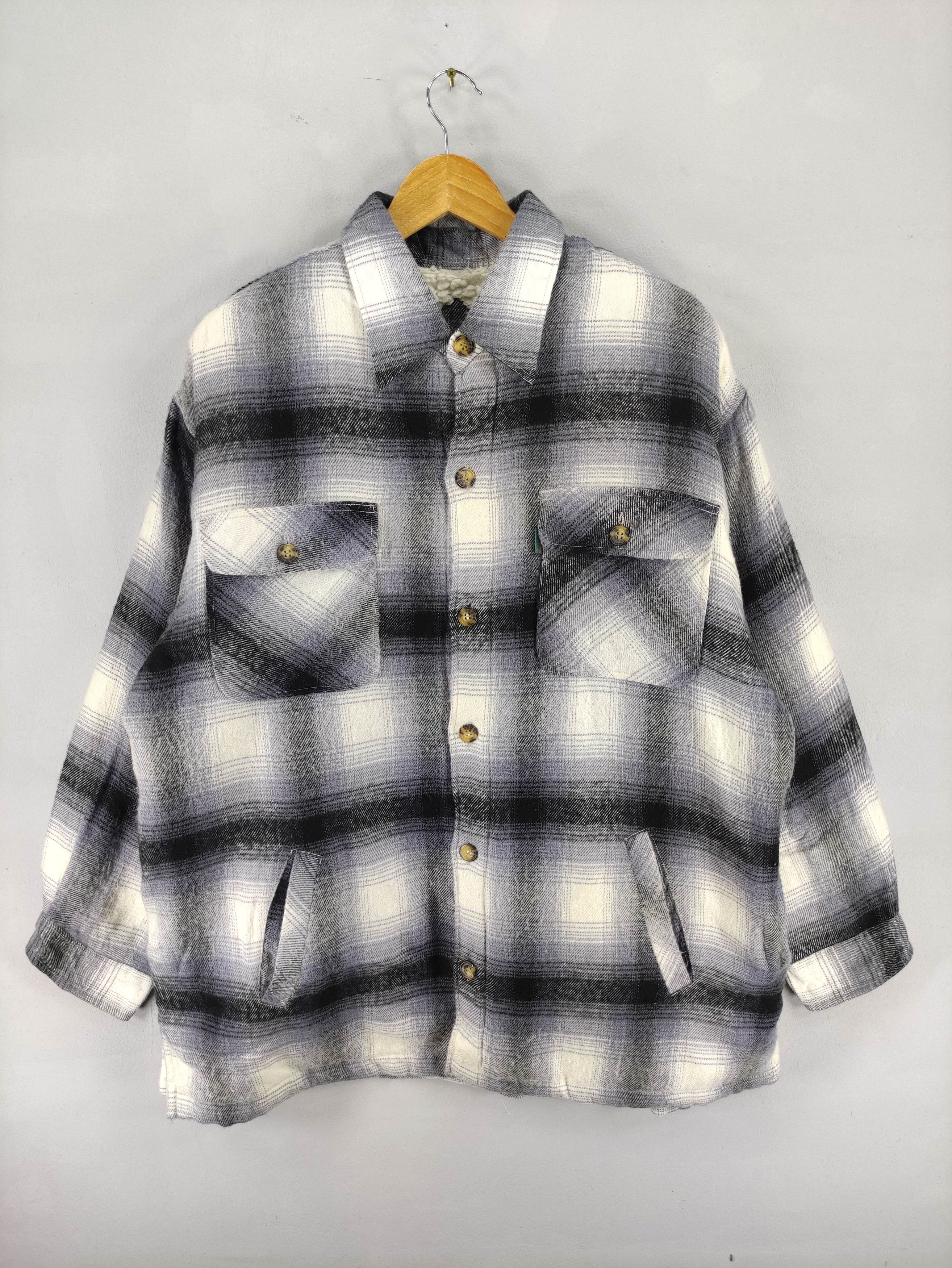 Japanese Brand Vintage Bayleaf Jacket Flannel Plaid Button Up Lined Sherpa Size US XXL / EU 58 / 5 - 1 Thumbnail