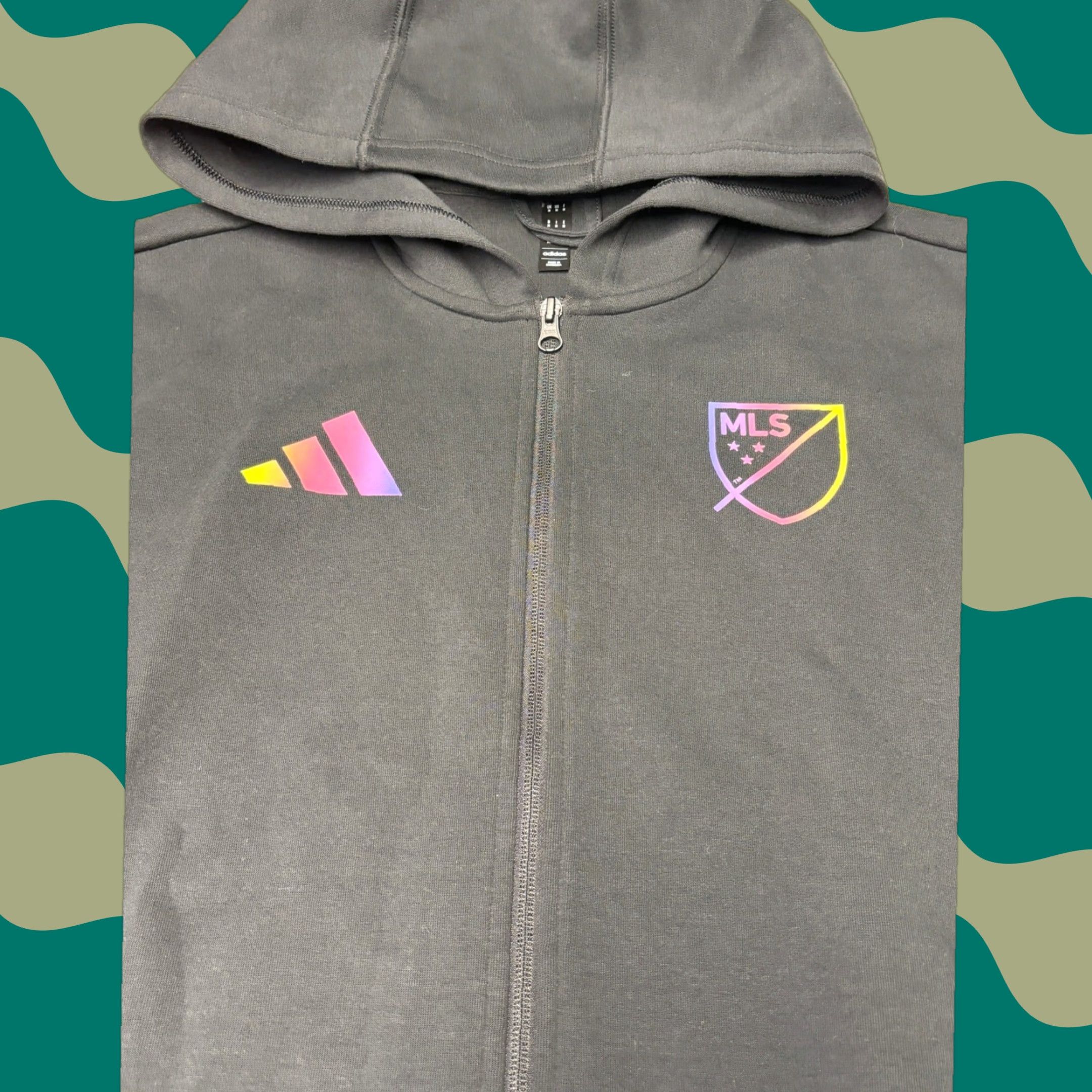 Adidas Adidas MLS All Star Full Zip Hoodie Mens M Black Gradient Rainbow Logo Size US M / EU 48-50 / 2 - 1 Thumbnail