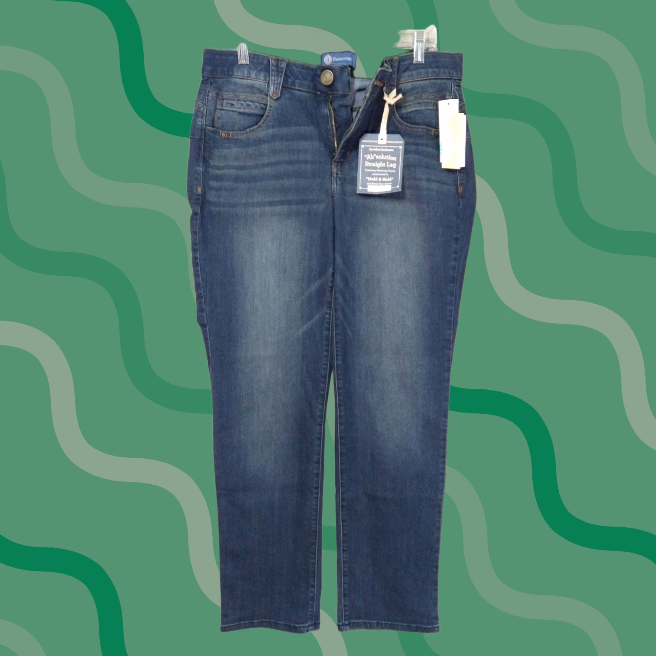 Vintage Democracy Jeans Womens 14W Plus Blue Denim Ab Solution Straight Leg Dark Wash Size 36" / US 14 / IT 50 - 1 Thumbnail