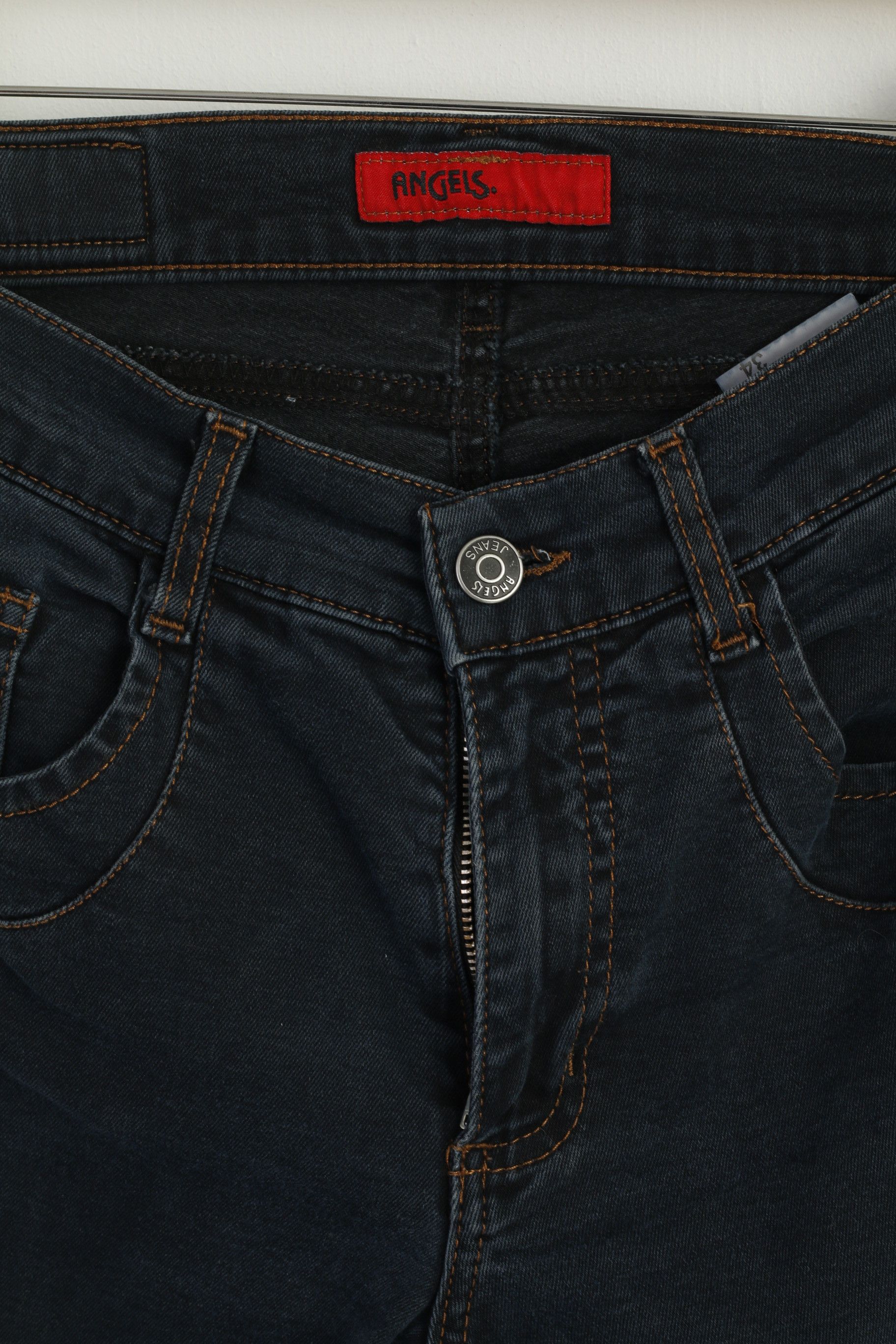 Vintage ANGELS Women 34 S Jeans Trousers Navy Skinny 8805 Size 28" / US 6 / IT 42 - 2 Thumbnail