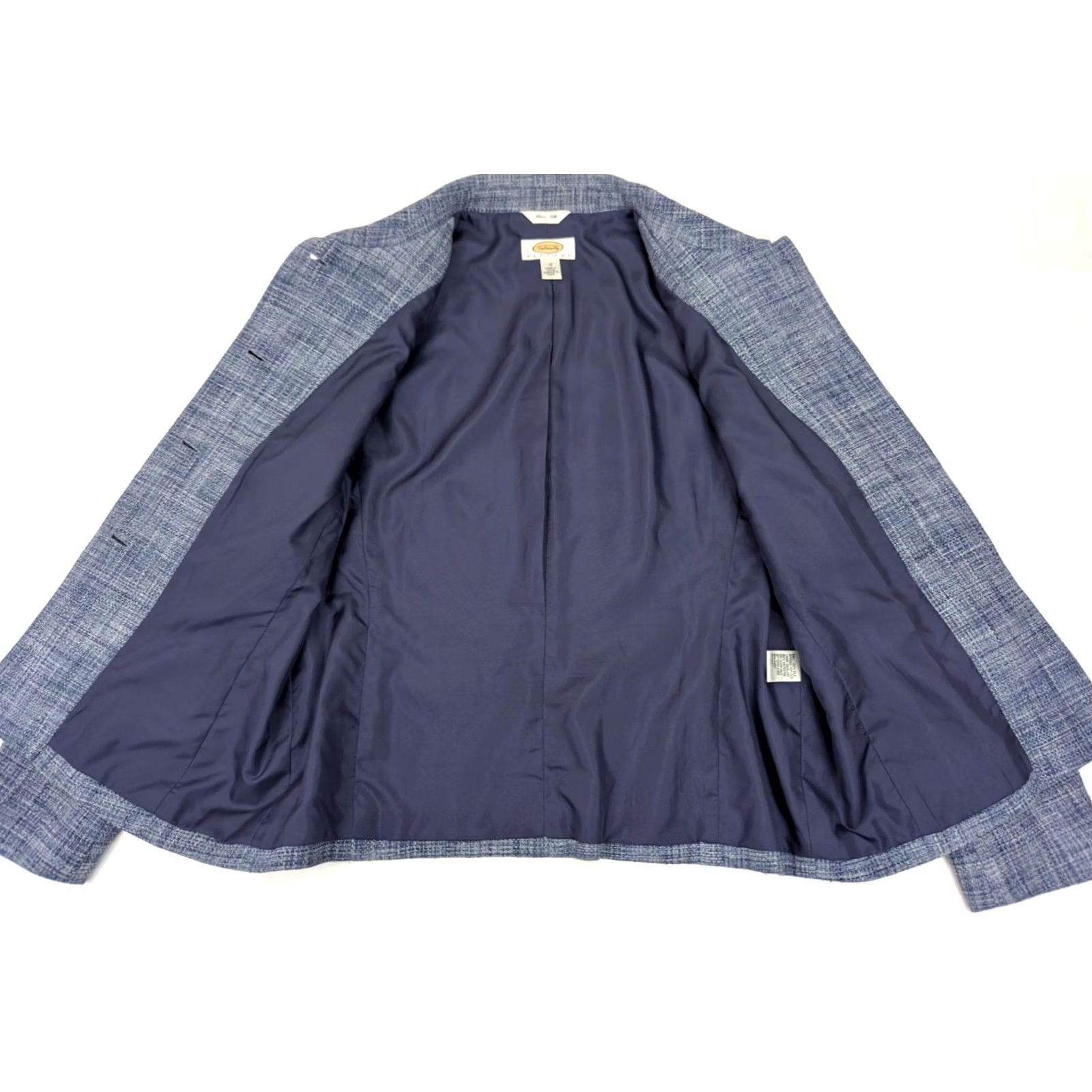 Talbots Talbots Blazer Coat 100% Silk Blue Petite 12 Women Tweed Lined Short Jacket Mens? Size XL / US 12-14 / IT 48-50 - 4 Thumbnail