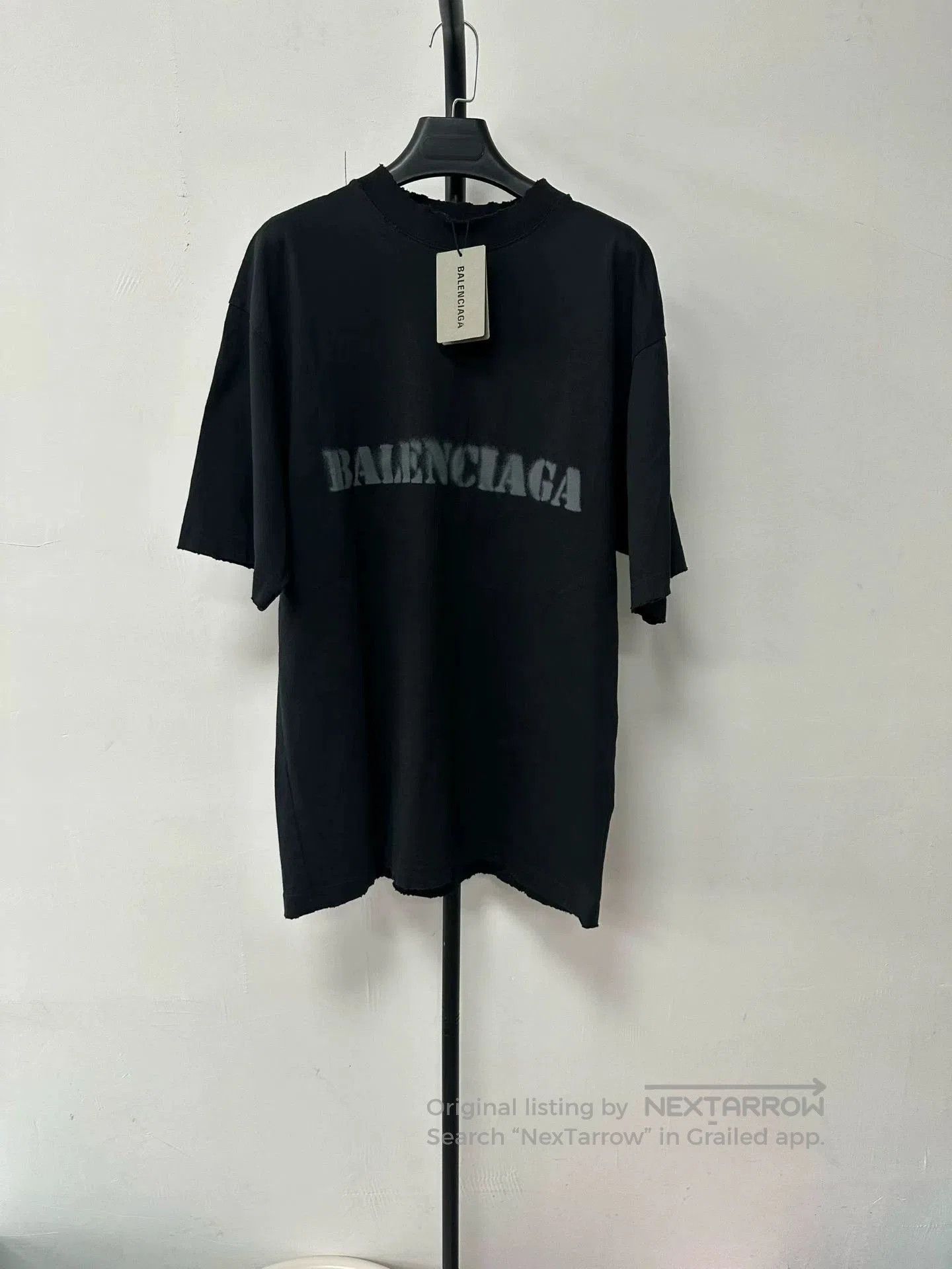 Balenciaga Logo Oversized Men's Black S Short Sleeve T-Shir, Men's