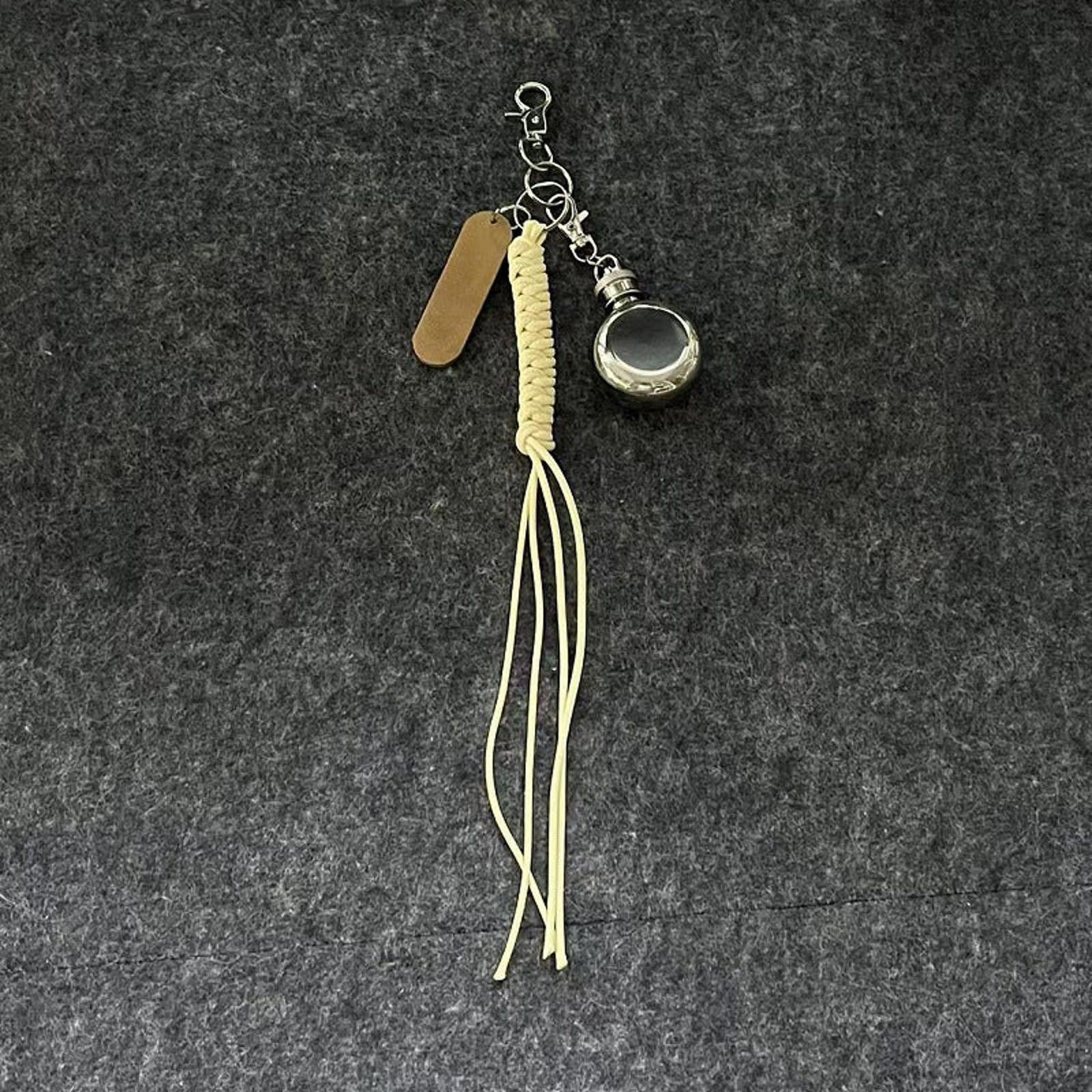 Jewelry Leather Tassel Keychains with Mini Flask Charms Size ONE SIZE - 2 Thumbnail