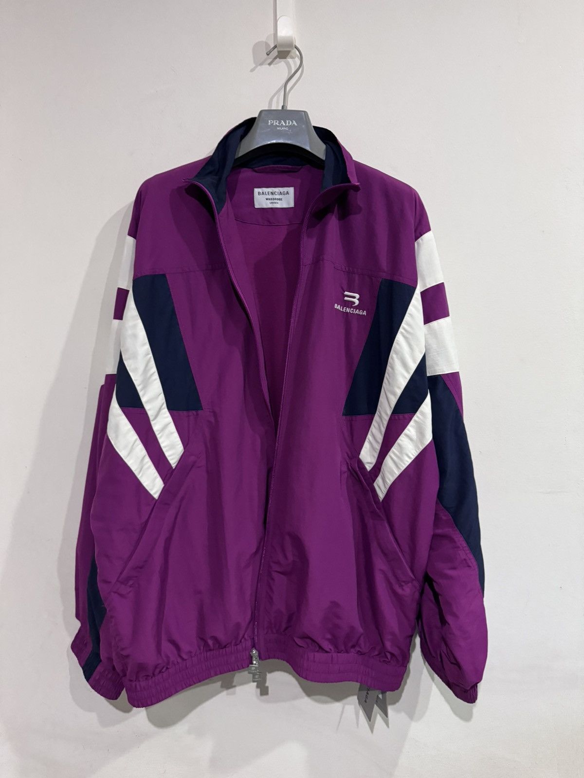 Pre-owned Balenciaga Fw21 Sportyb Embroidered Logo Windbreaker Jacket In Purple