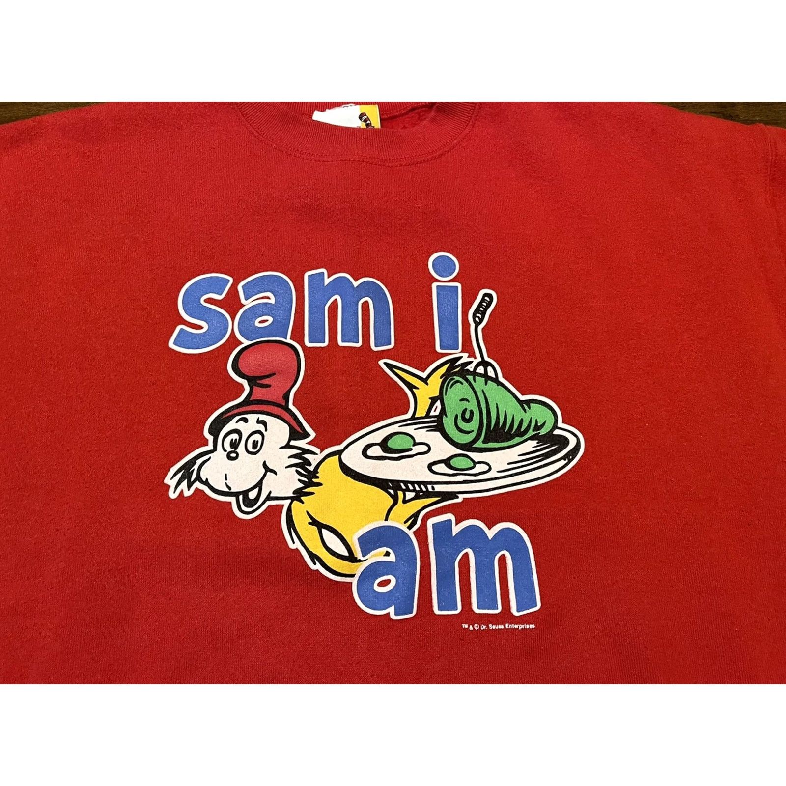 Vintage VINTAGE Dr. Seuss Sam I Am Green Eggs and Ham Red Crewneck Sweatshirt Adult XL Size US XL / EU 56 / 4 - 2 Thumbnail