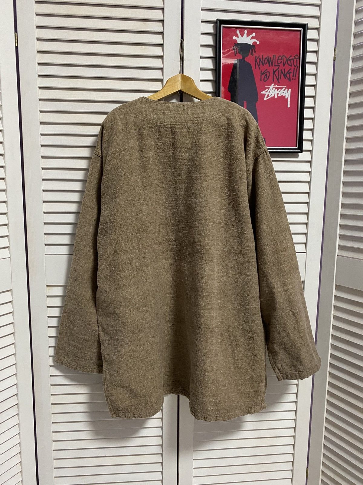 Japanese Brand Vintage 60s 70s Brown Textured Henley Boho Workwear Pullover Size US XL / EU 56 / 4 - 6 Thumbnail