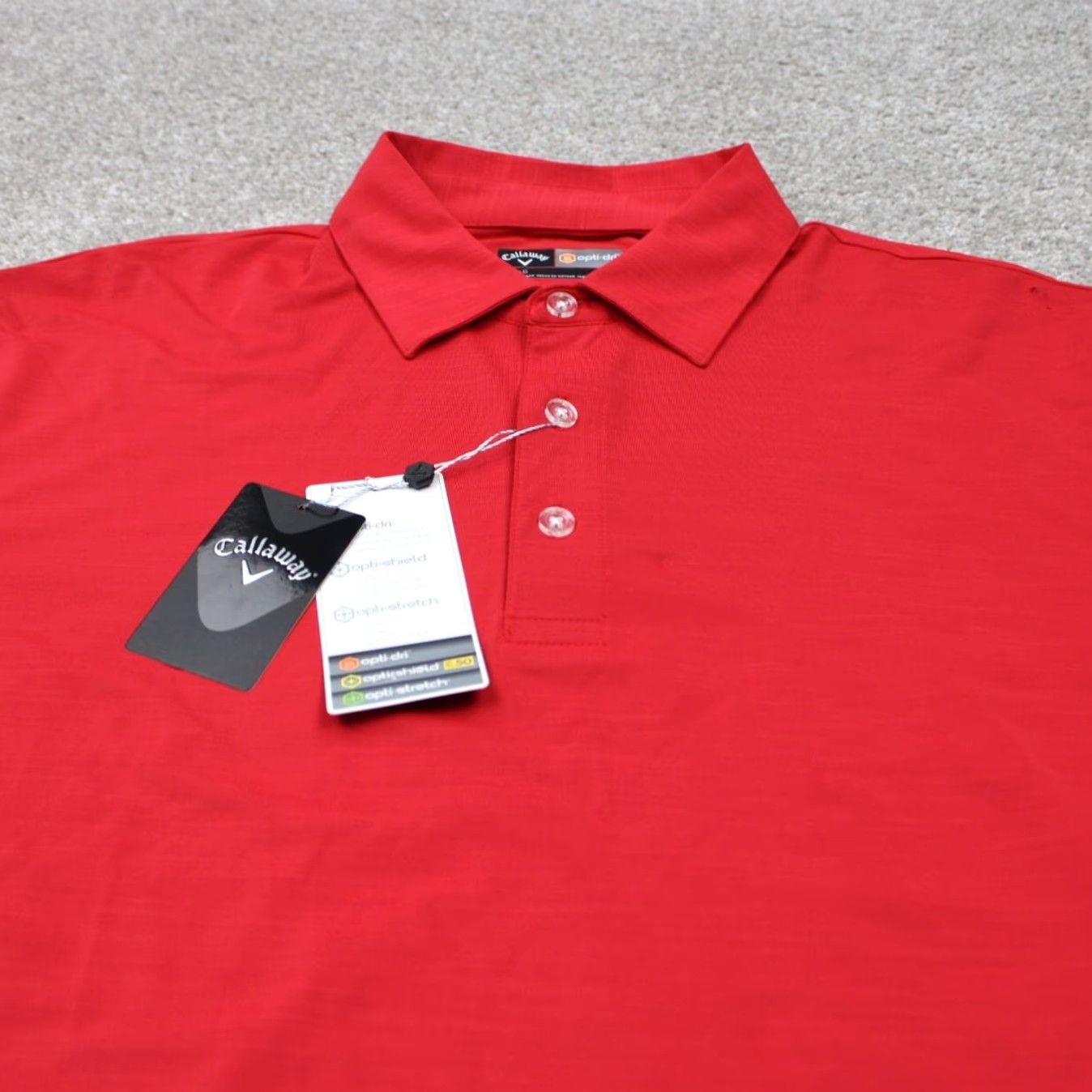 Callaway Callaway Polo Shirt Mens Large Red NWT Opti-Dri Cotton Polyester Stretch S/S Golf Shirt Size US L / EU 52-54 / 3 - 4 Thumbnail