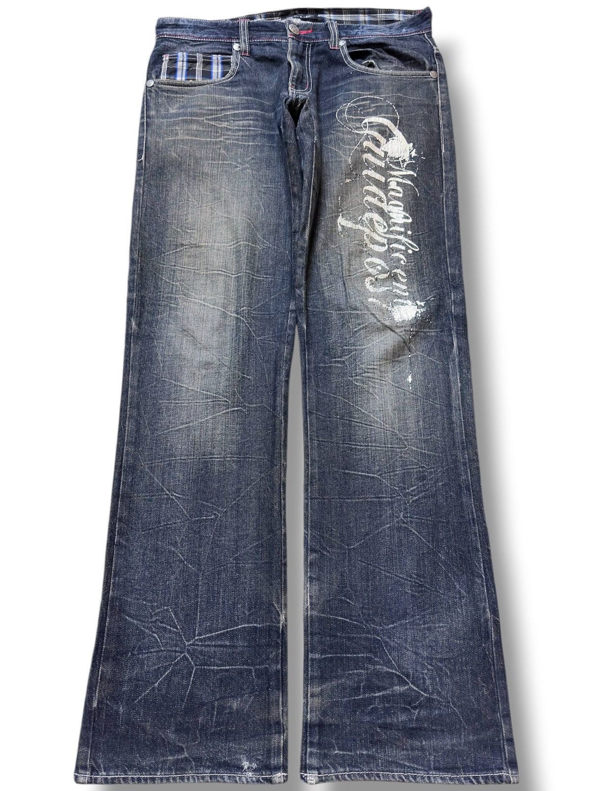 Karakuri Tamashii Vintage Wild Life Stamped Straight Loose Denim Size US 34 / EU 50 - 1 Thumbnail
