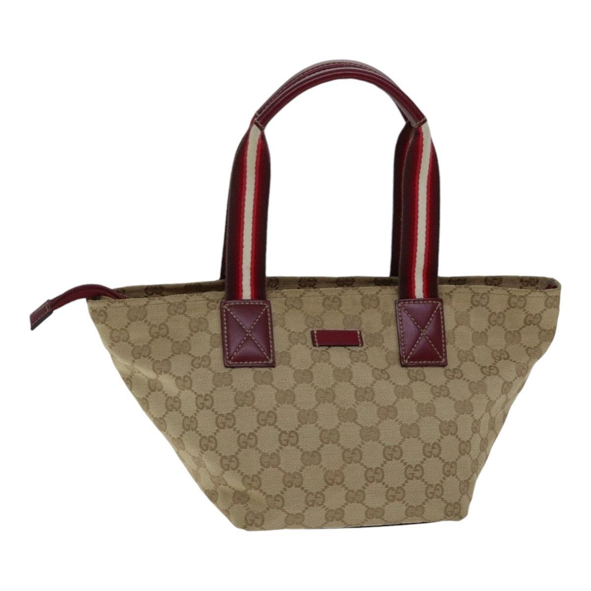 Gucci GG Canvas Sherry Line Shoulder Bag Beige Red, Women's