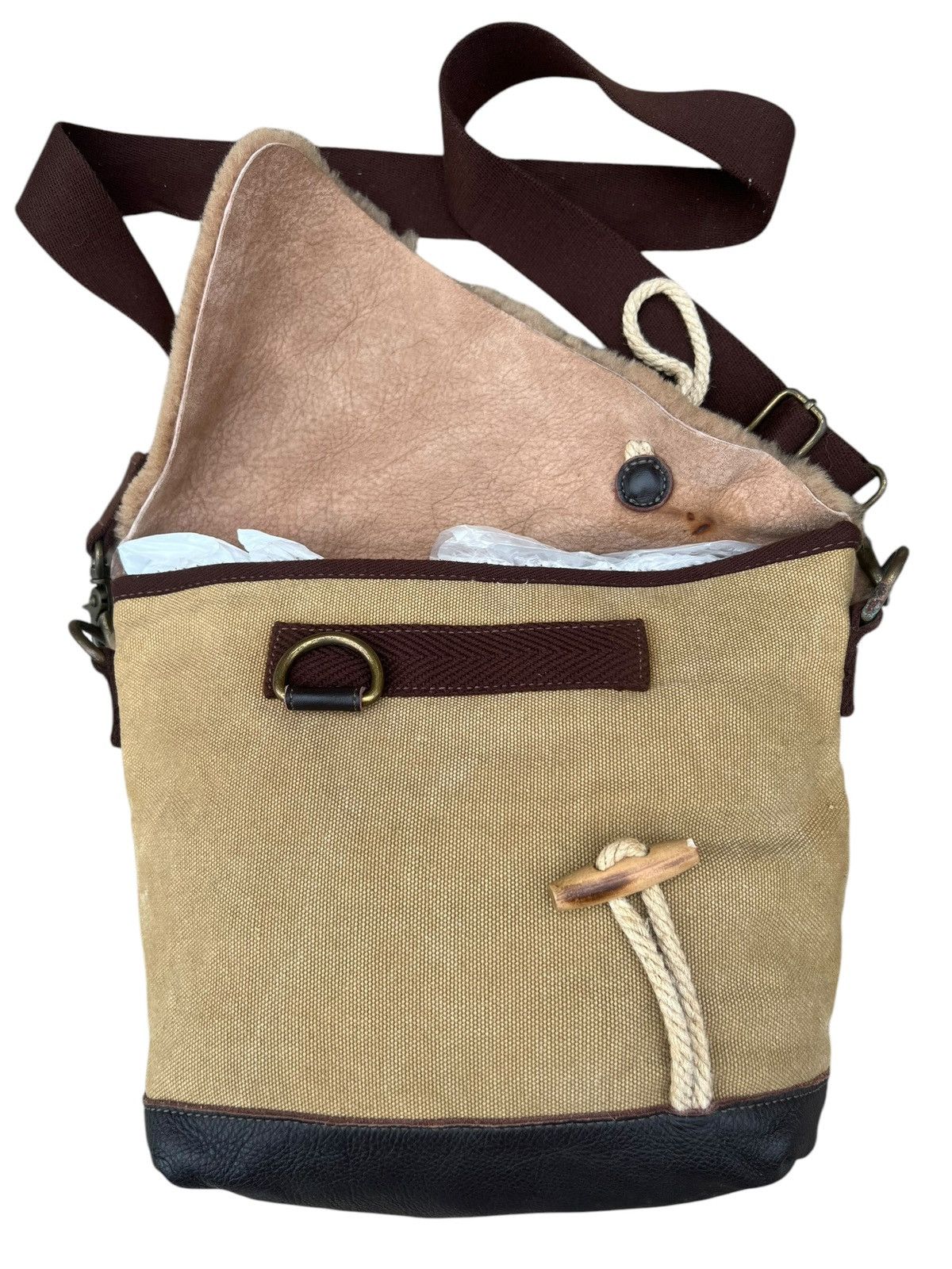 Frapbois Vintage Frapbois Japan Sheepskin Canvas Sling Bag Size ONE SIZE - 8 Thumbnail