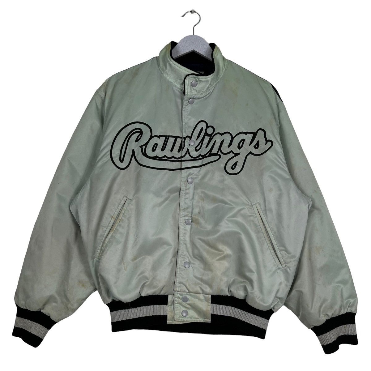 MLB 🔥 VINTAGE RAWLINGS SATIN STADIUM BOMBER JACKET Size US L / EU 52-54 / 3 - 2 Thumbnail