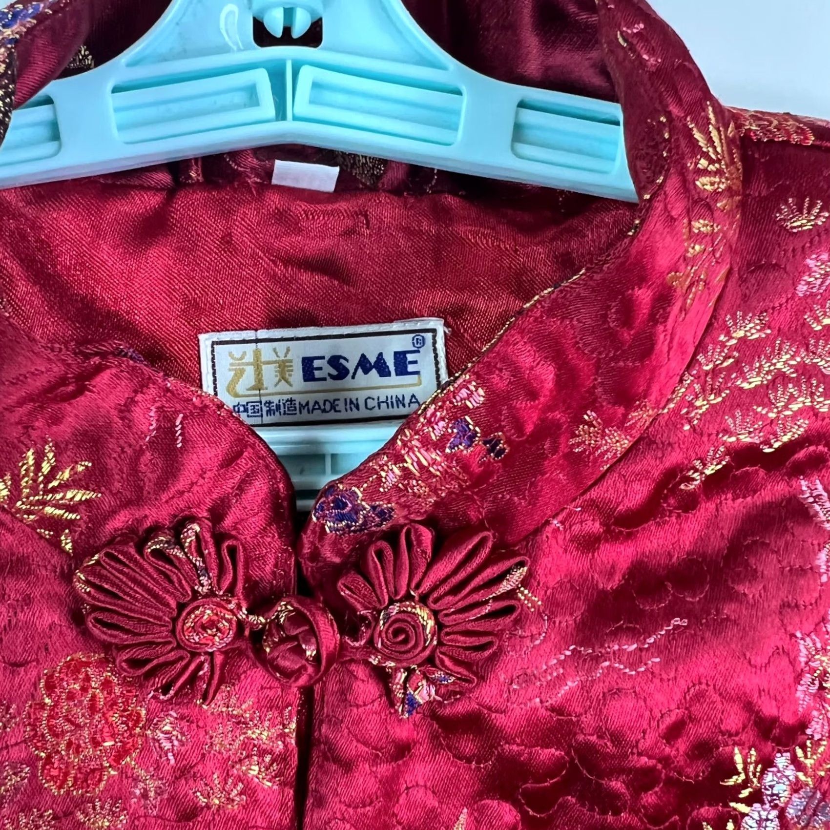 Vintage VINTAGE Esme Red Embroidered House Coat Shirt XXL 1990s Art Deco Silk Duster Jacket Rayon Womens Size XXL / US 16-18 / IT 52-54 - 7 Thumbnail