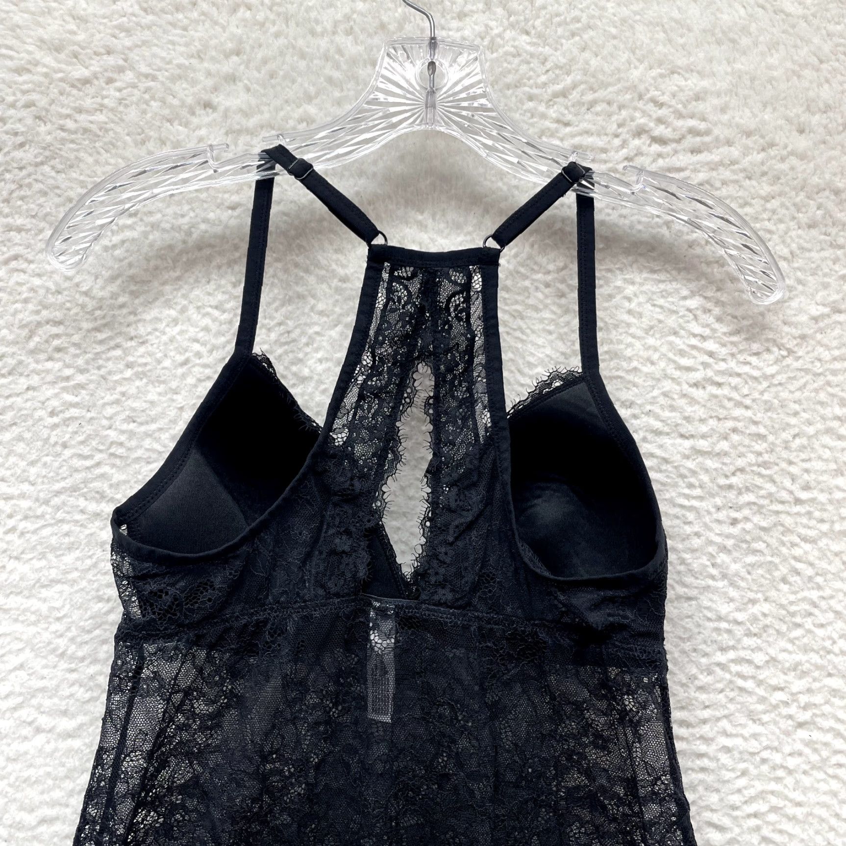 Vintage VINTAGE Gilligan & O'Malley Slip Dress Medium Black Sheer Lace Padded Cupped Chemise Size M / US 6-8 / IT 42-44 - 4 Thumbnail