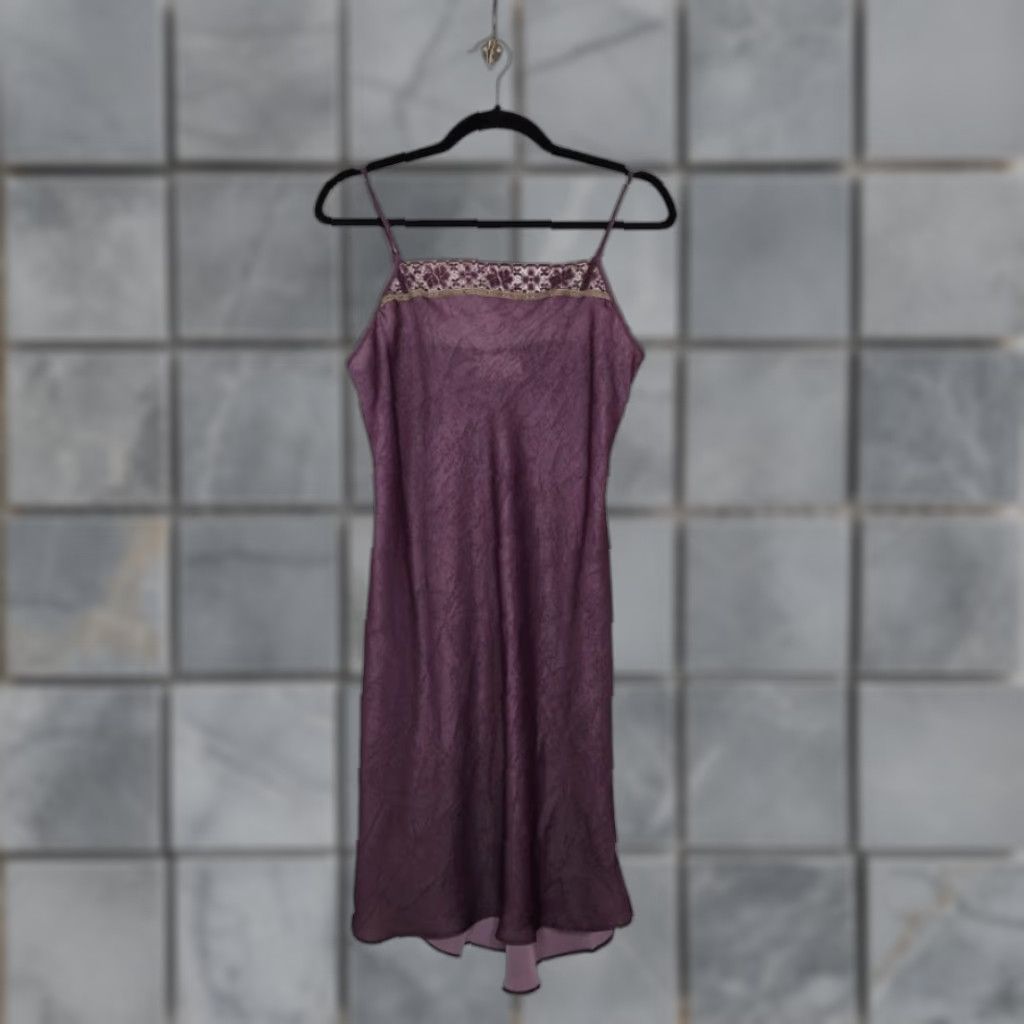 Vintage VINTAGE Gilligan O'Malley Dress Midi Women Small Purple Slip Dress Lace Witchy Fairy Goth Whimsy 90s Cami Tank Size S / US 4 / IT 40 - 1 Thumbnail