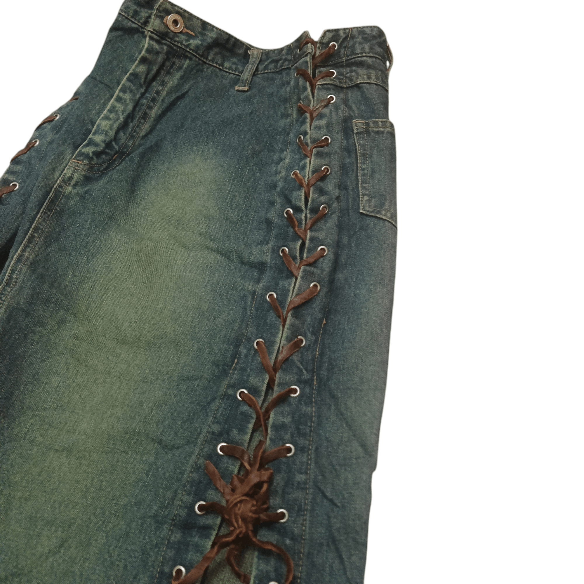 If Six Was Nine Japanese Denim Skirts ifsixwasnine style Lace up design Size 26" / US 2 / IT 38 - 10 Thumbnail