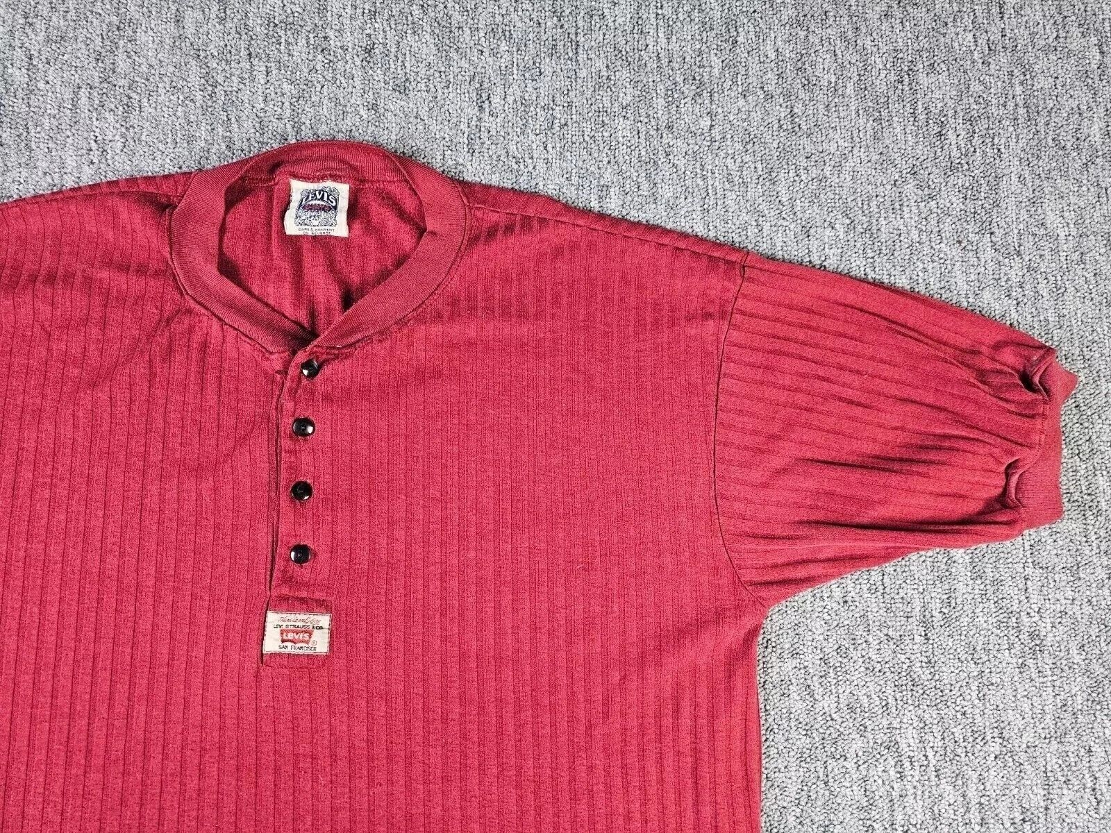 Levi's Vintage Levis Polo Shirt USA Made Burgundy Cotton Men L 90s Size US L / EU 52-54 / 3 - 3 Thumbnail