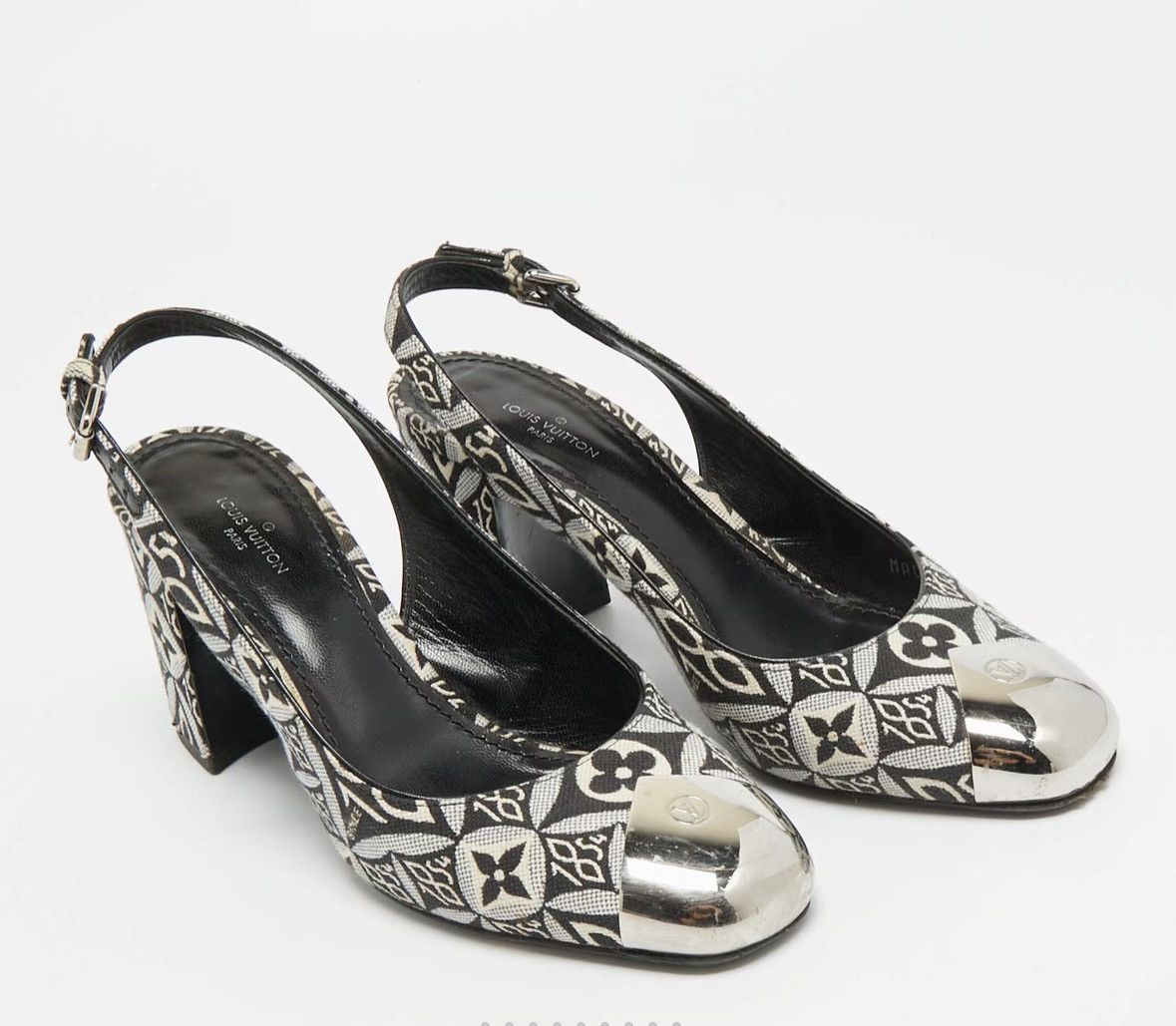 Louis Vuitton Authenticated✅ Louis Vuitton Black White Slingback Heels Size US 6 / IT 36 - 1 Thumbnail