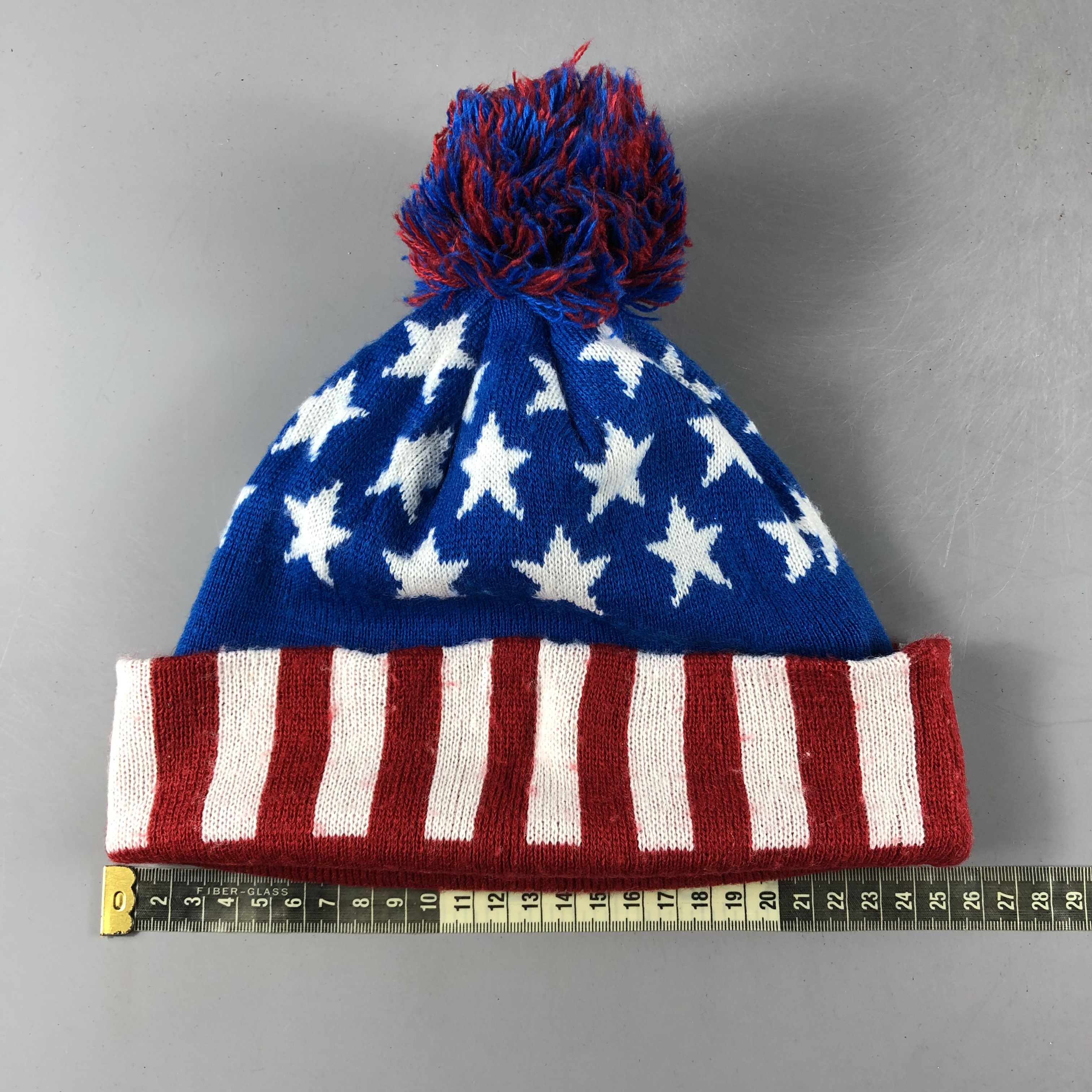 Vintage Unknown American Flag Bobble Beanie Snow Hat Snow Cap -D767 Size ONE SIZE - 3 Thumbnail