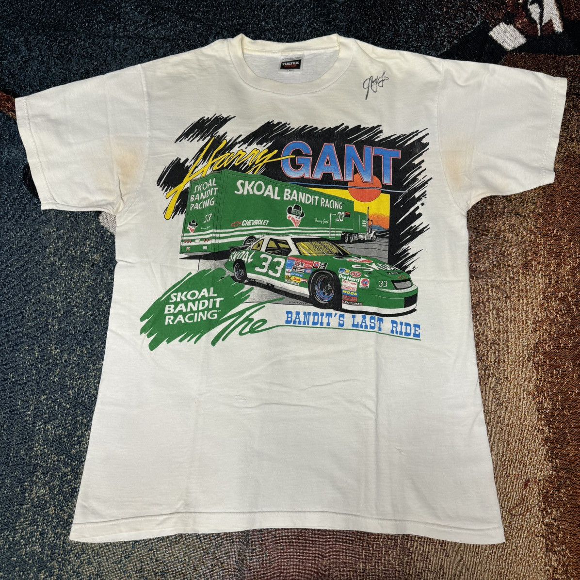 NASCAR × Vintage VINTAGE NASCAR HARRY GANT AUTOGRAPHED TEE WHITE Size US L / EU 52-54 / 3 - 1 Thumbnail