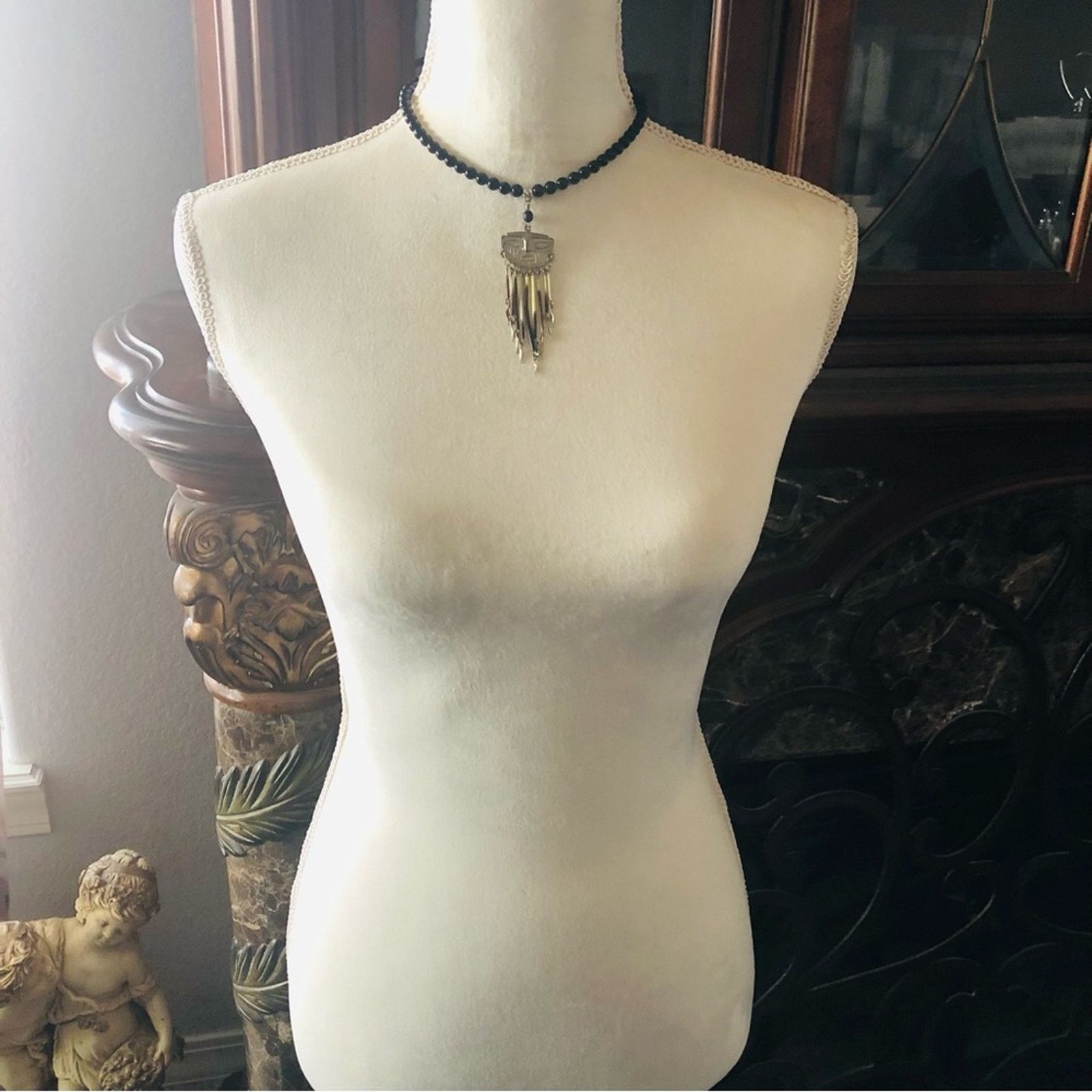 Handmade Handcrafted repurpose tribal look face fringe Pearl necklace Size ONE SIZE - 7 Thumbnail