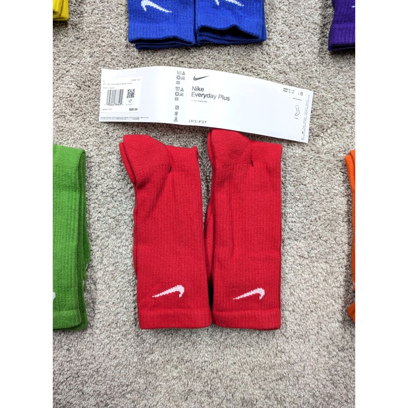 Nike Nike Dri-FIT Everyday Plus Cushioned Crew Socks 2 Pair Men Medium Yellow NEW Size ONE SIZE - 6 Thumbnail