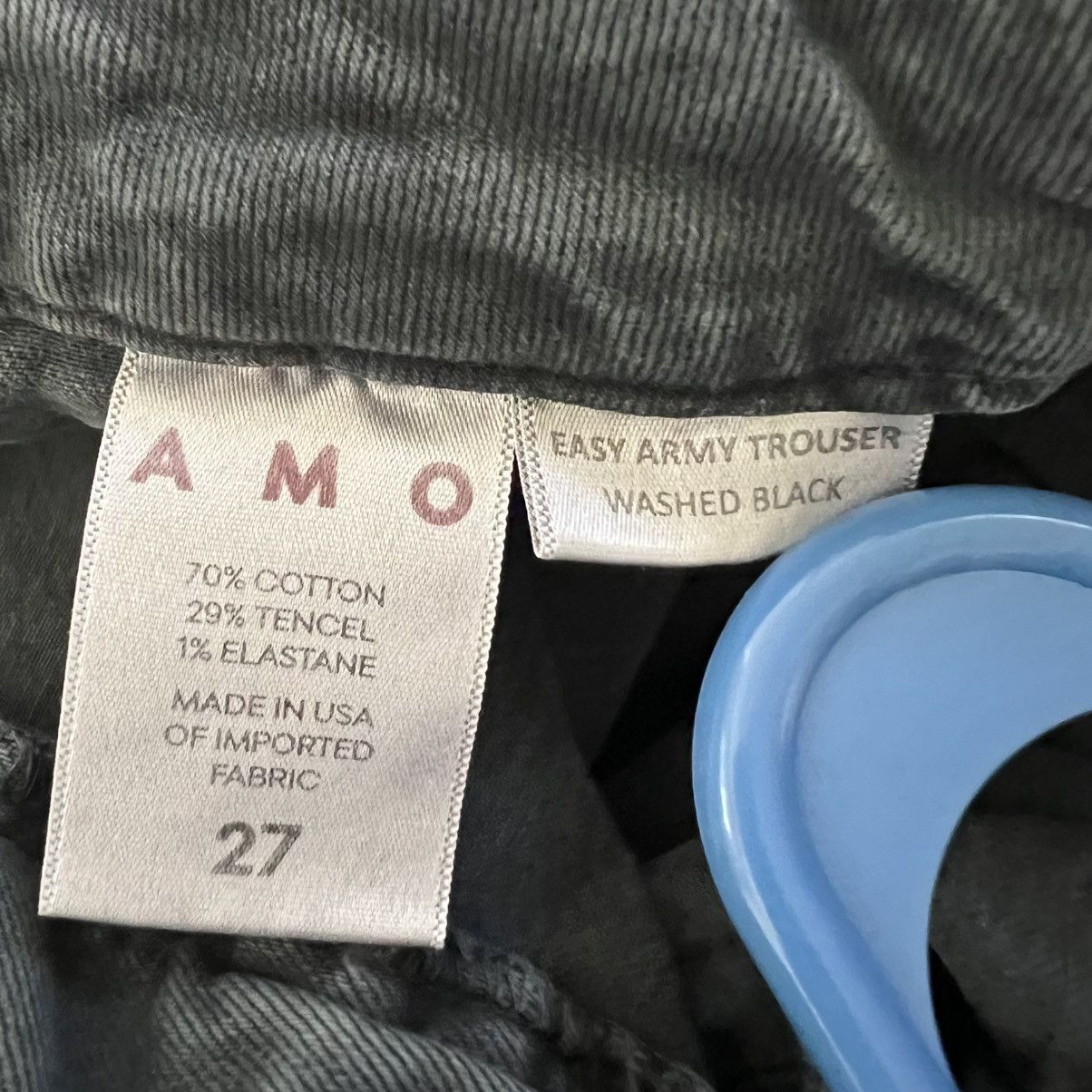 AMO AMO Easy Army Trouser Washed Black Utility Pocket Raw Hem Size 27" / US 4 / IT 40 - 5 Thumbnail