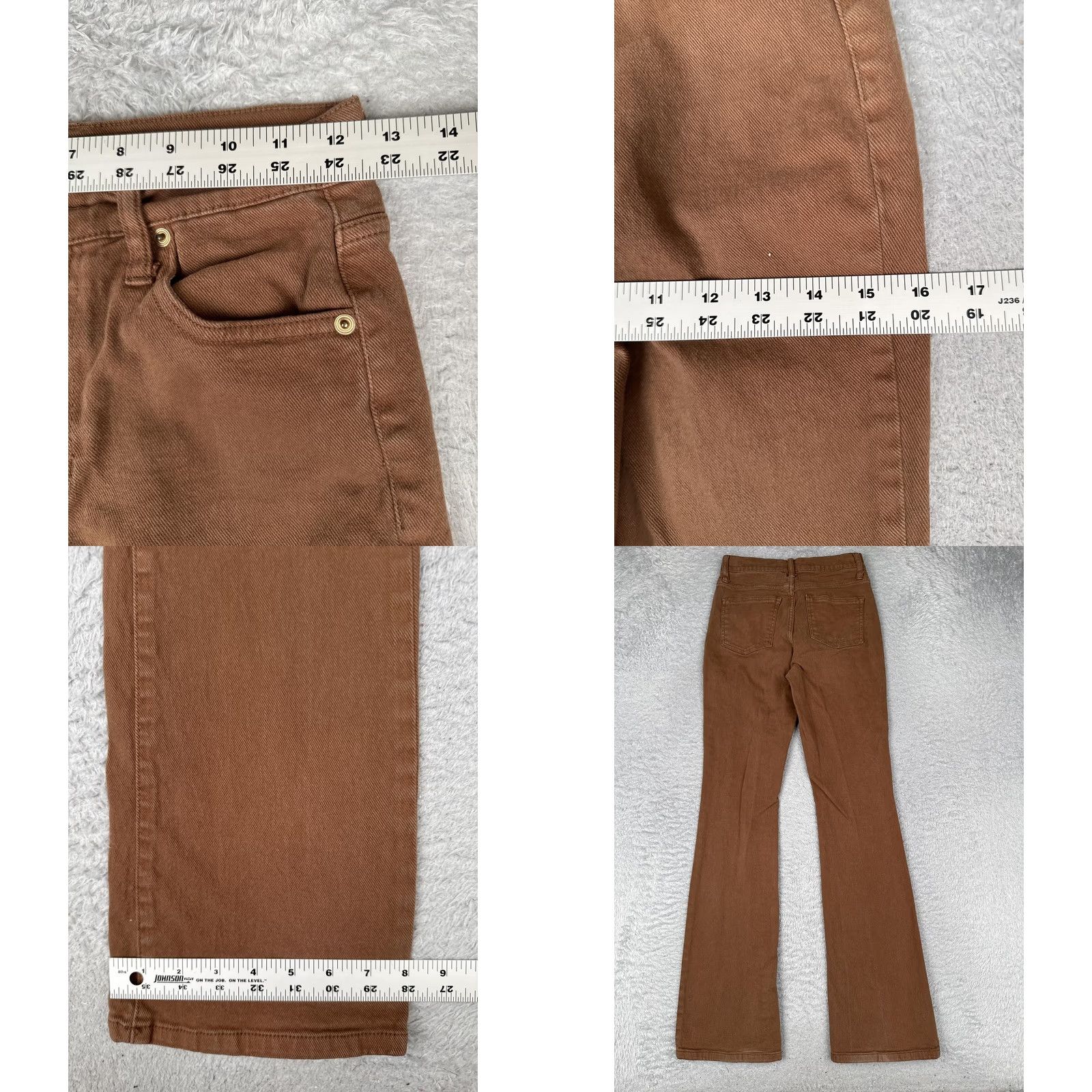 Fashion Nova FASHION NOVA Jeans Bootcut Womens 3/26 26 Brown Mid Rise Stretch Denim 5-Pocket Rise Mid/Bootcut 30.5 In Inseam Size 26" / US 2 / IT 38 - 9 Thumbnail