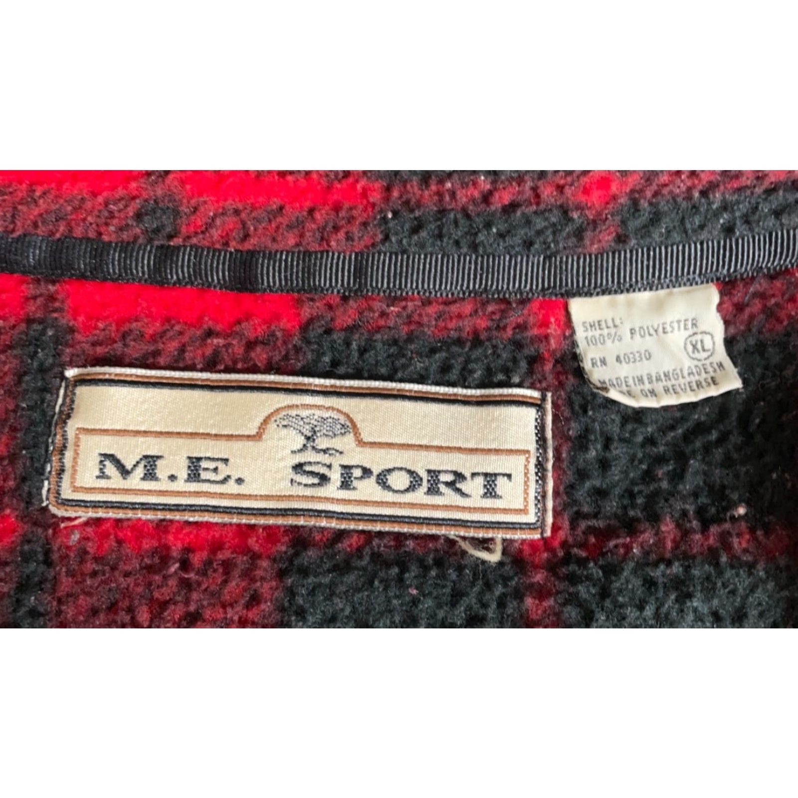 Vintage VINTAGE M.E. Sport 90s Deep Pile 1/4 Zip Fleece Pullover Jacket XL Men Red Black Plaid Relaxed Fit Size US XL / EU 56 / 4 - 3 Thumbnail