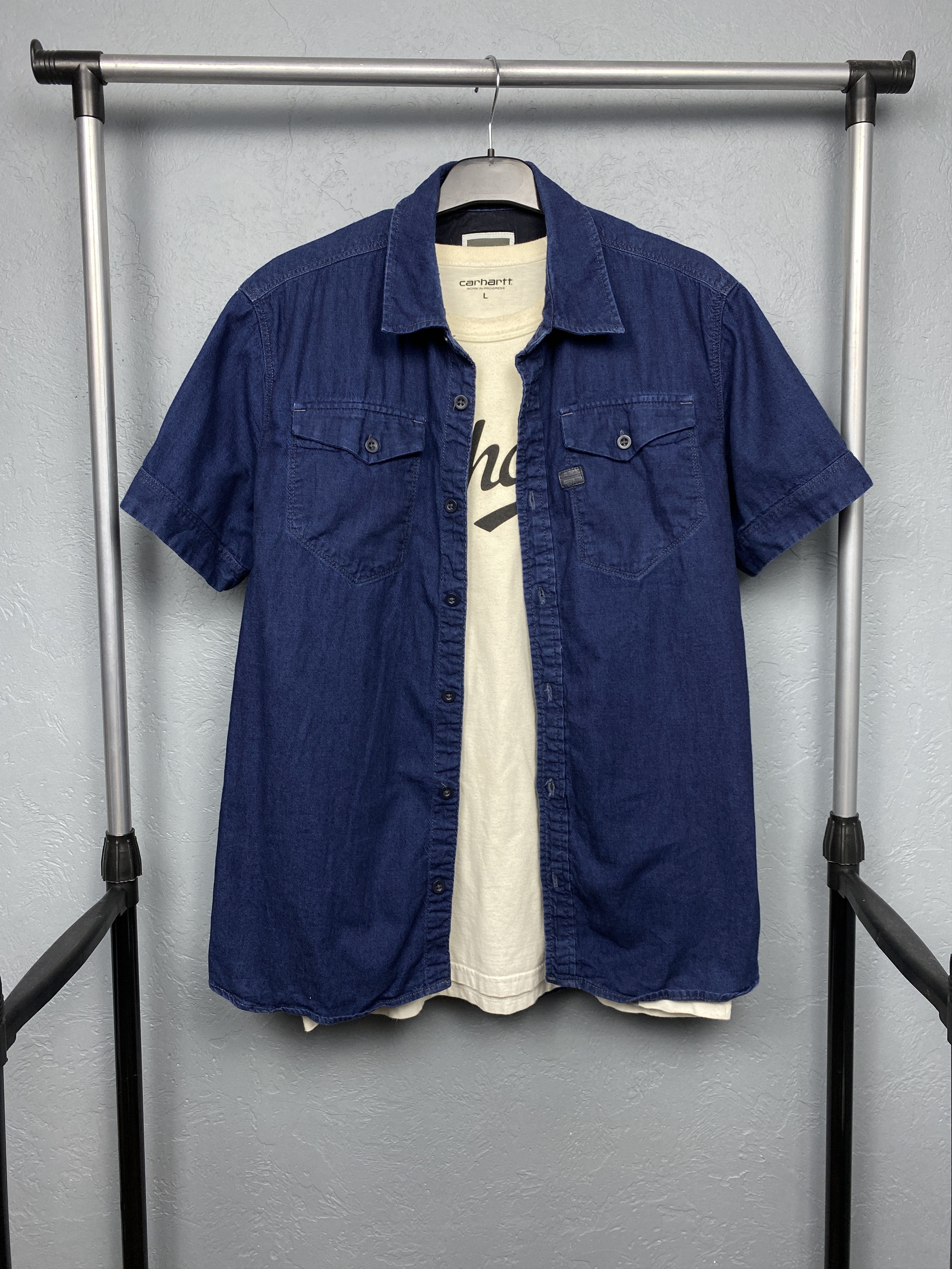G-Star G Star Raw Vintage Mens Denim Short Sleeve Shirt Size US XL / EU 56 / 4 - 1 Thumbnail
