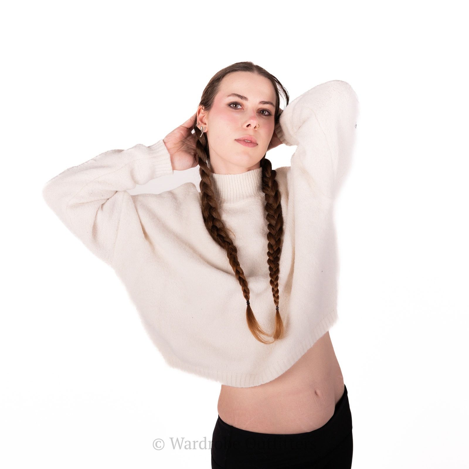Designer Cream White Plush Long Sleeve Sweater Size S / US 4 / IT 40 - 1 Thumbnail