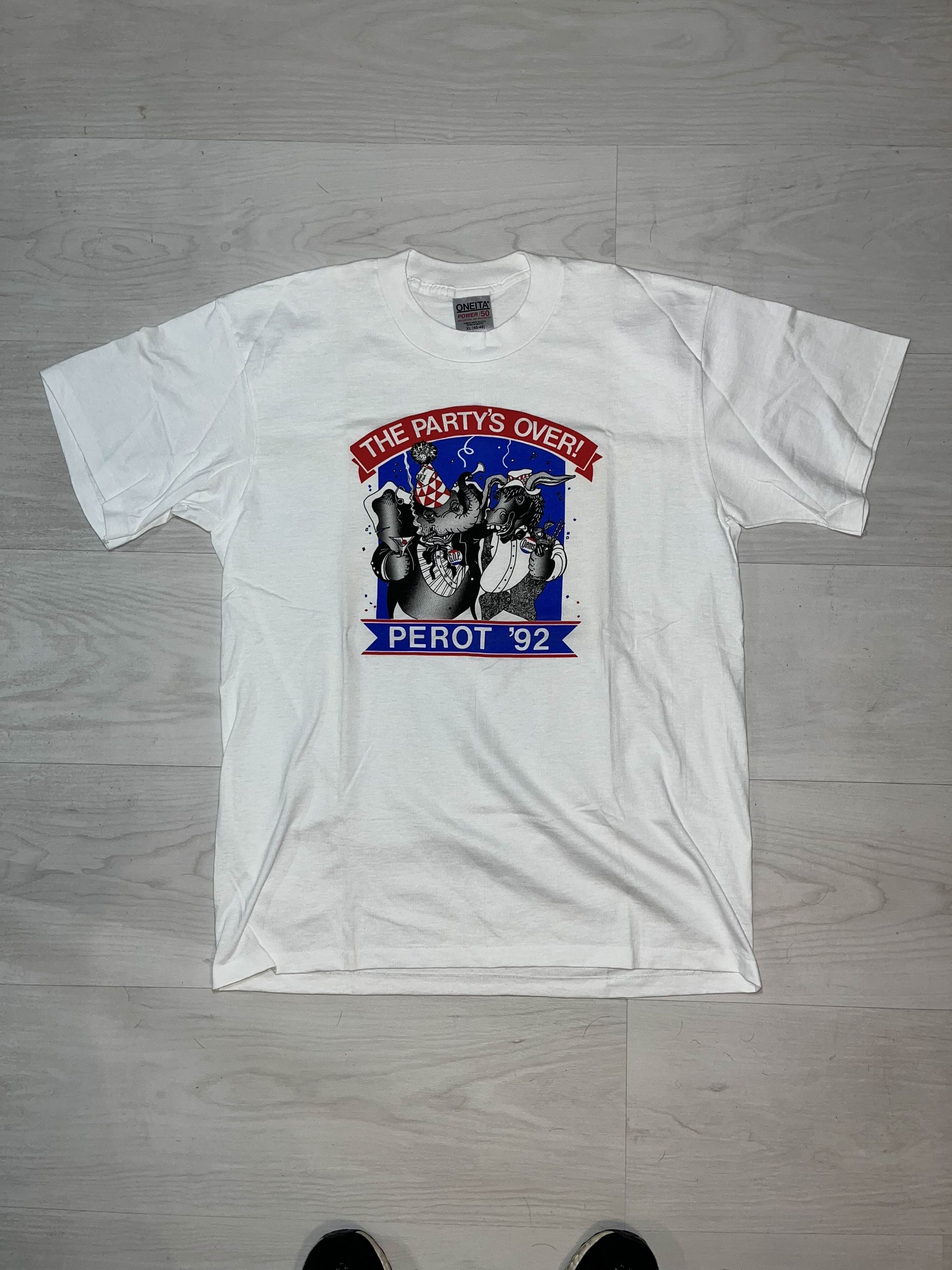 President's × Vintage 90s The Party's Over Perot 1992 Election Shirt Size US XL / EU 56 / 4 - 1 Thumbnail