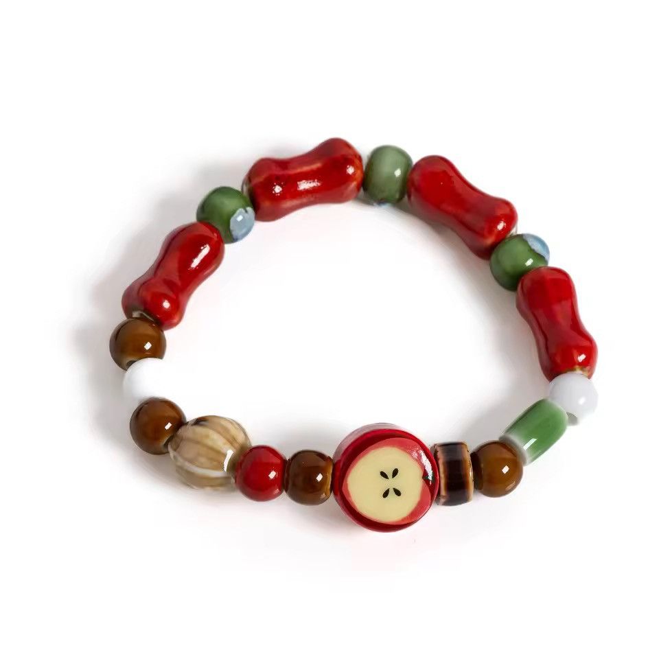 Jewelry Apple Fruit Bone Bead Ceramic Bracelet Size ONE SIZE - 6 Thumbnail