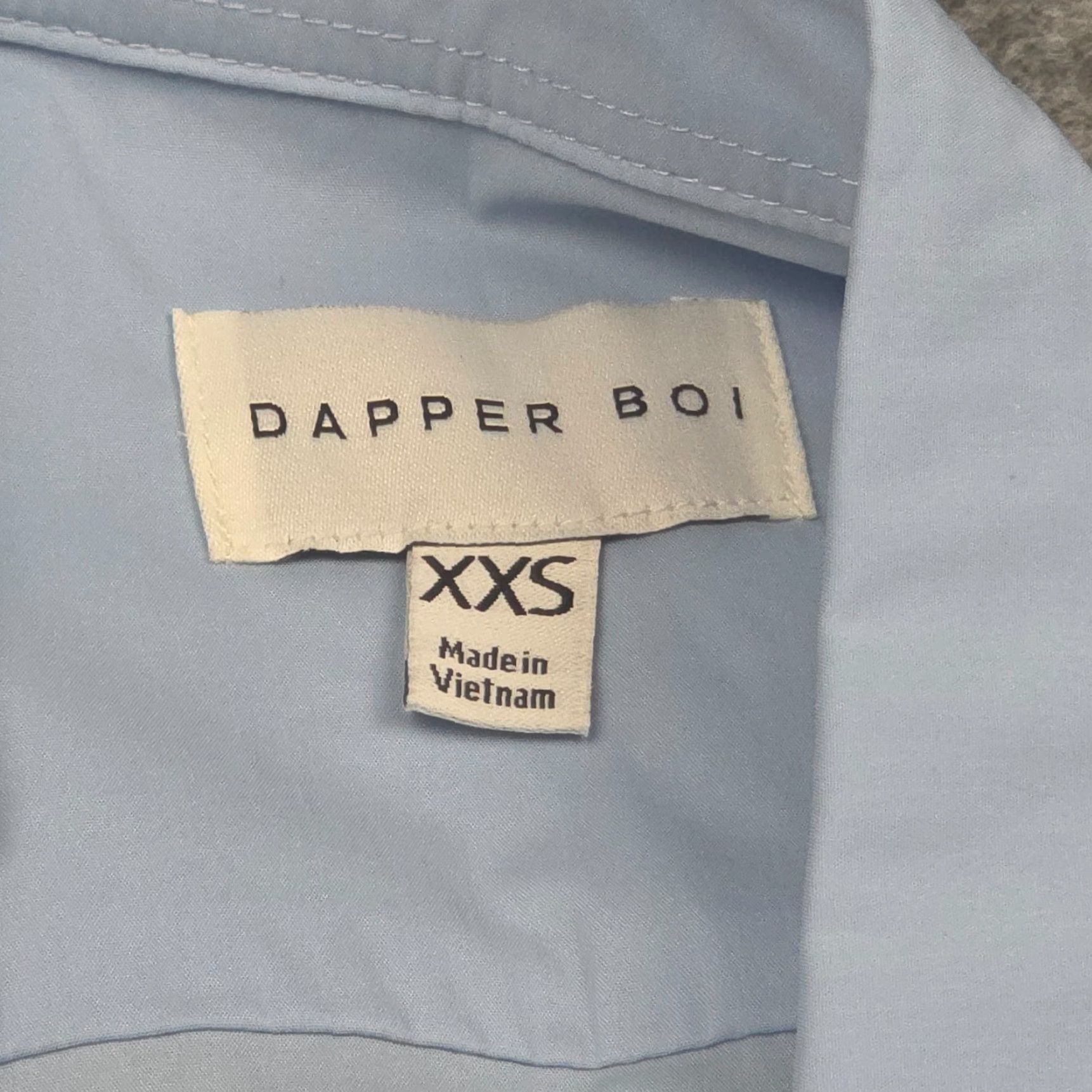 Vintage Dapper Boi Shirt Mens XS Blue Button Up & Snap Stretch Dress Button-Up Long Sleeve Casual Regular Lightweight Size 34R - 6 Thumbnail
