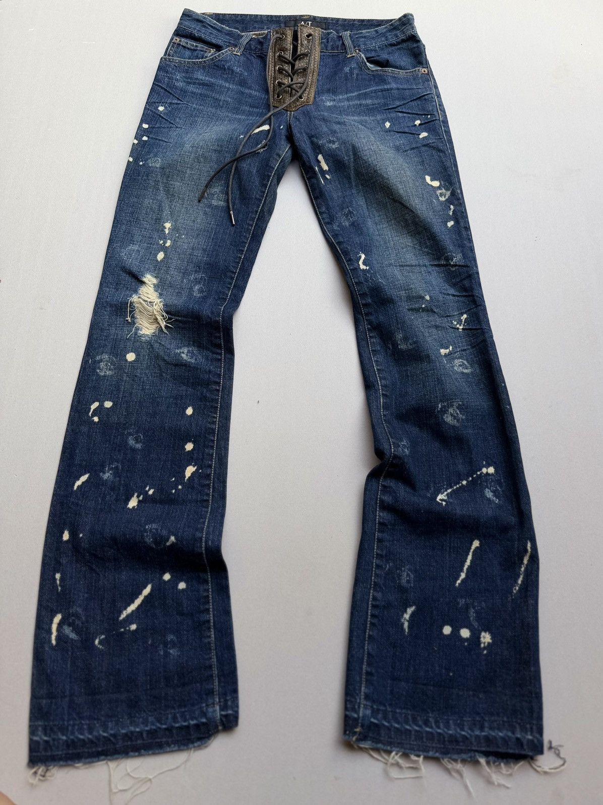 Japanese Brand ATSURO TAYAMA lace up flare jeans Size US 28 / EU 44 - 1 Thumbnail