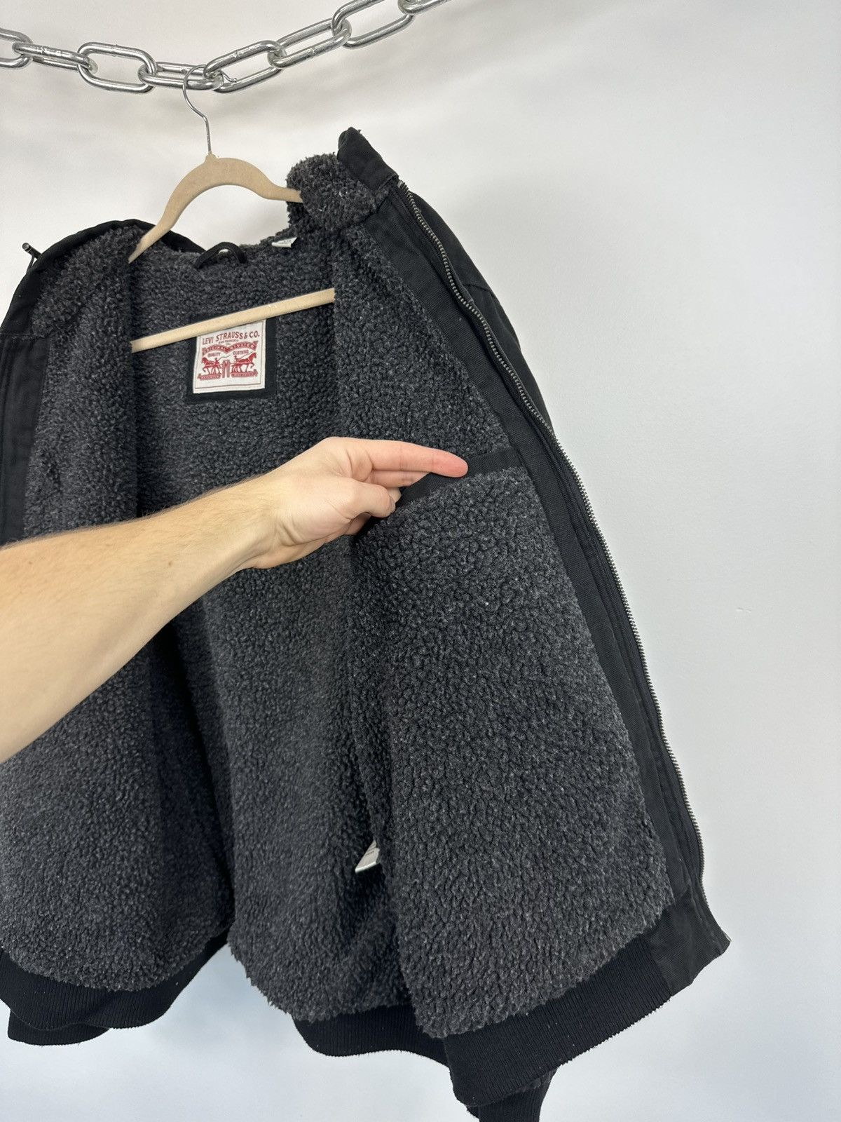 Levi's Vintage Levi's American Baggy USA Hooded Sherpa Jacket Size US XXL / EU 58 / 5 - 12 Thumbnail