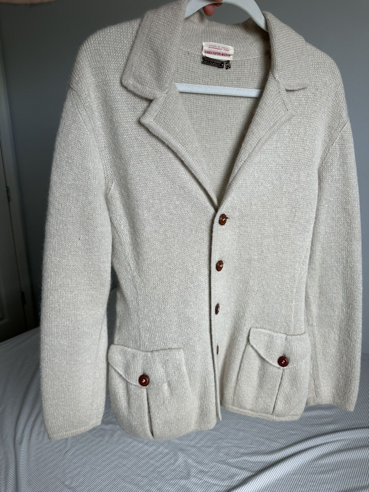 Saks Fifth Avenue Vintage Saks Fifth Ave 70% Cashmere / 30% Alpaca Knit Blazer Size US M / EU 48-50 / 2 - 1 Thumbnail