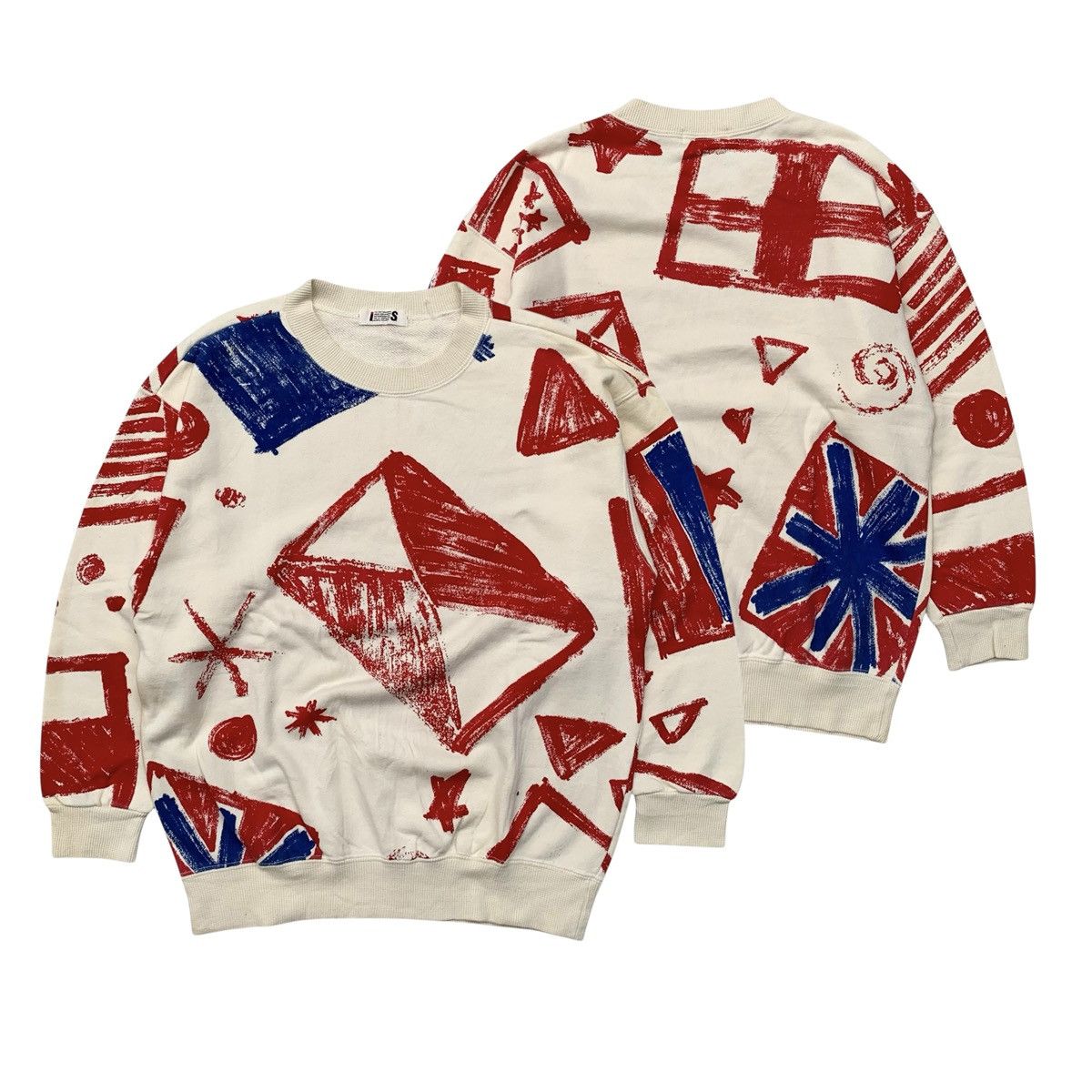 Issey Miyake × Vintage 90’s Issey Miyake Paint Design Sweatshirt Size US M / EU 48-50 / 2 - 12 Thumbnail