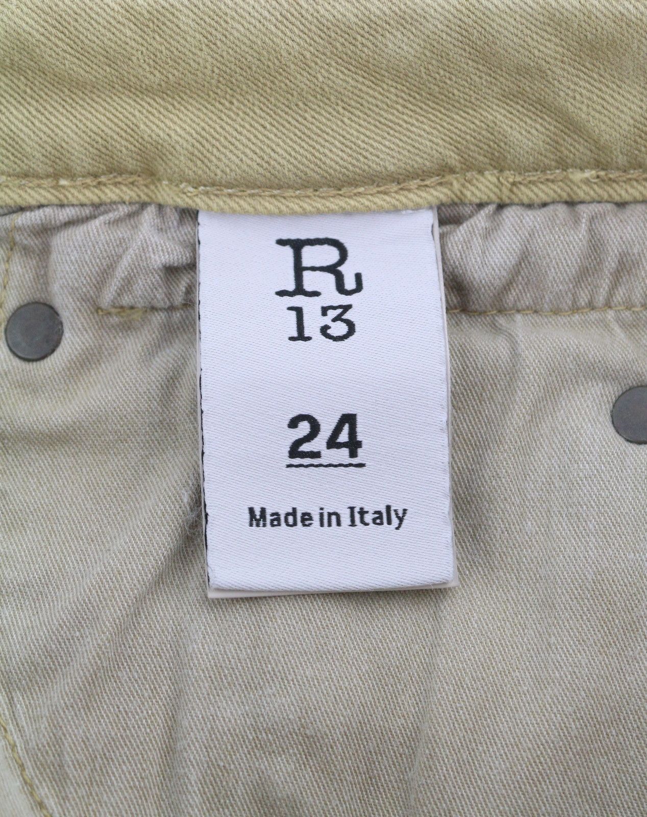 R13 BOY STRAIGHT 24 Khaki Stretchy Washed Ankle Logo 86292 Size 24" / US 00 / IT 34 - 8 Thumbnail