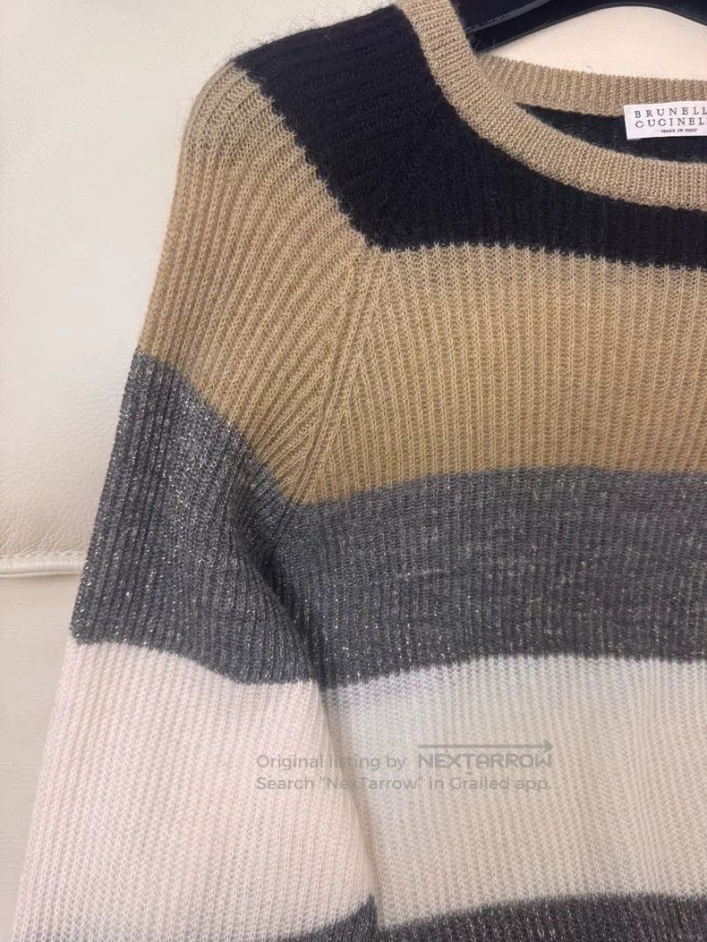 Brunello Cucinelli Brunello Cucinelli Striped Wool Knit Top Size S / US 4 / IT 40 - 3 Thumbnail