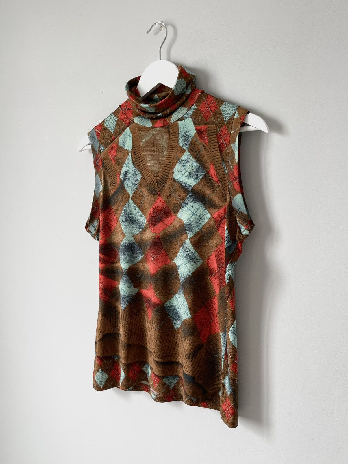 Jean Paul Gaultier Archive 90's Jean Paul Gaultier Argyle Sleeveless Mesh Top Size L / US 10 / IT 46 - 3 Thumbnail