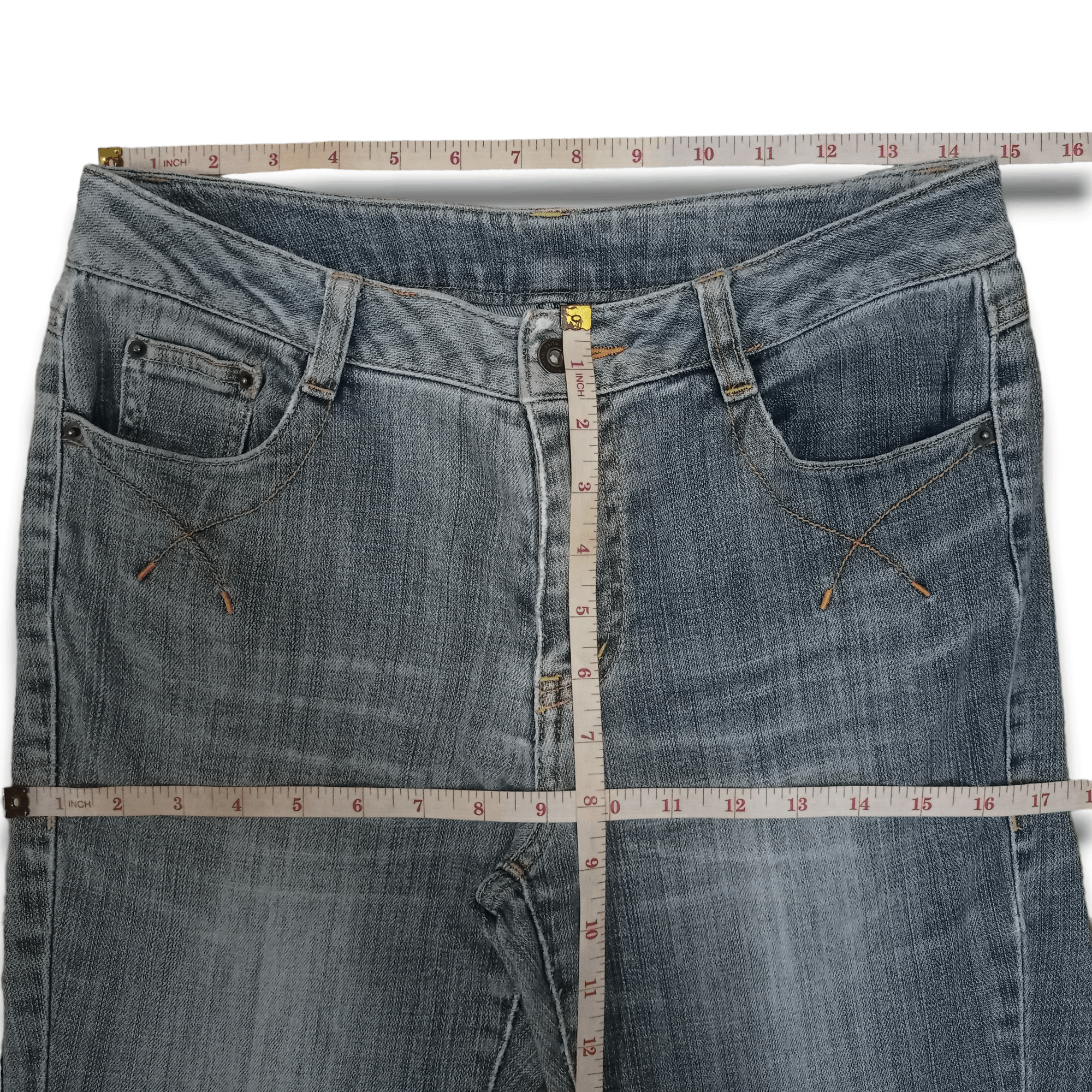 Japanese Brand Vintage Japanese Brand Faded Style Flare Denim Jeans 29x28 Size 29" - 9 Thumbnail