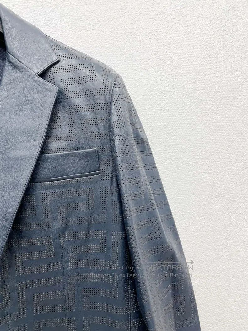 Versace Versace Leather jacket blazer Size 48S - 4 Thumbnail