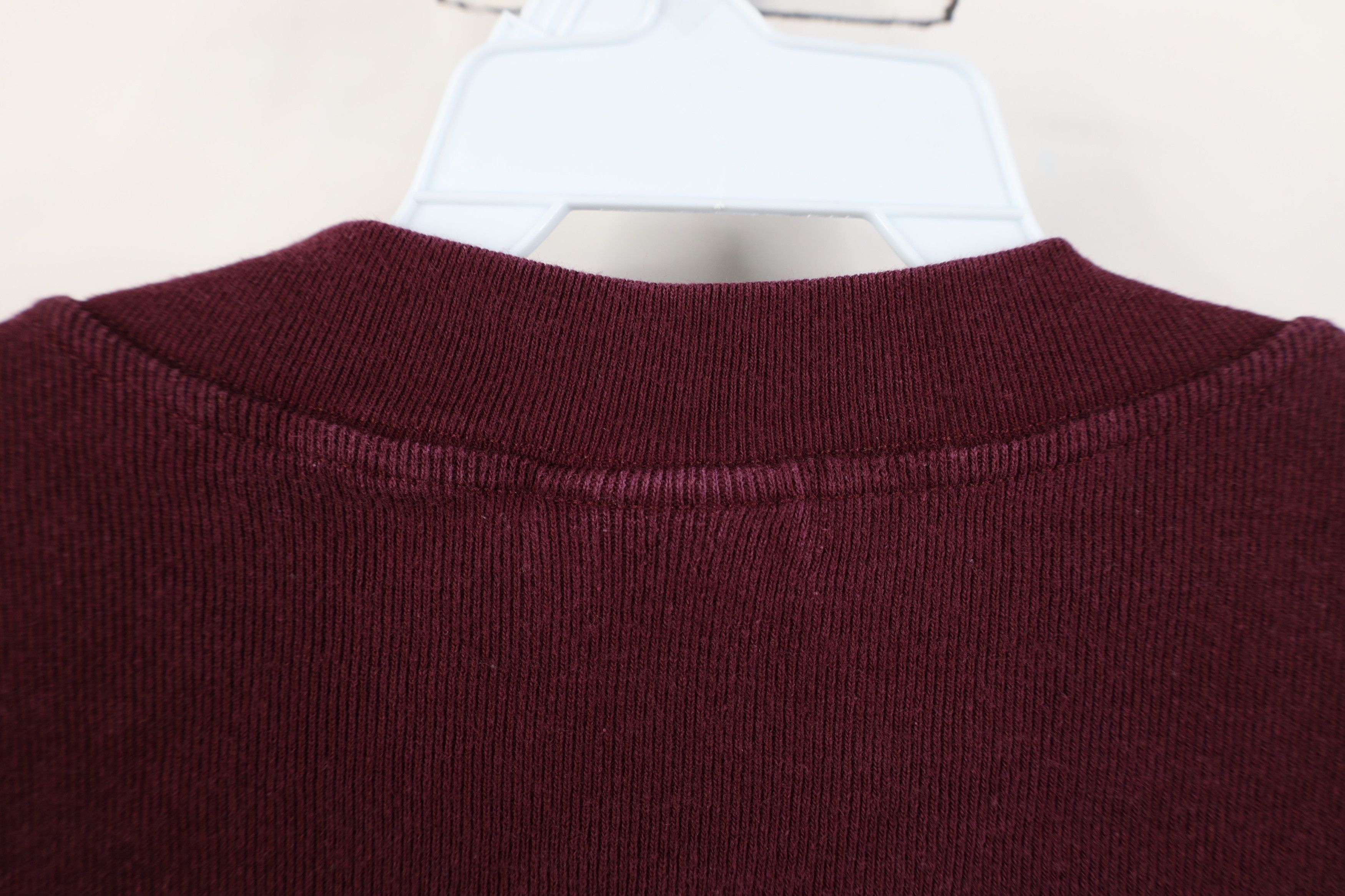 Vintage Vintage 90s Streetwear Ribbed Knit Henley T-Shirt Maroon Size US L / EU 52-54 / 3 - 9 Thumbnail