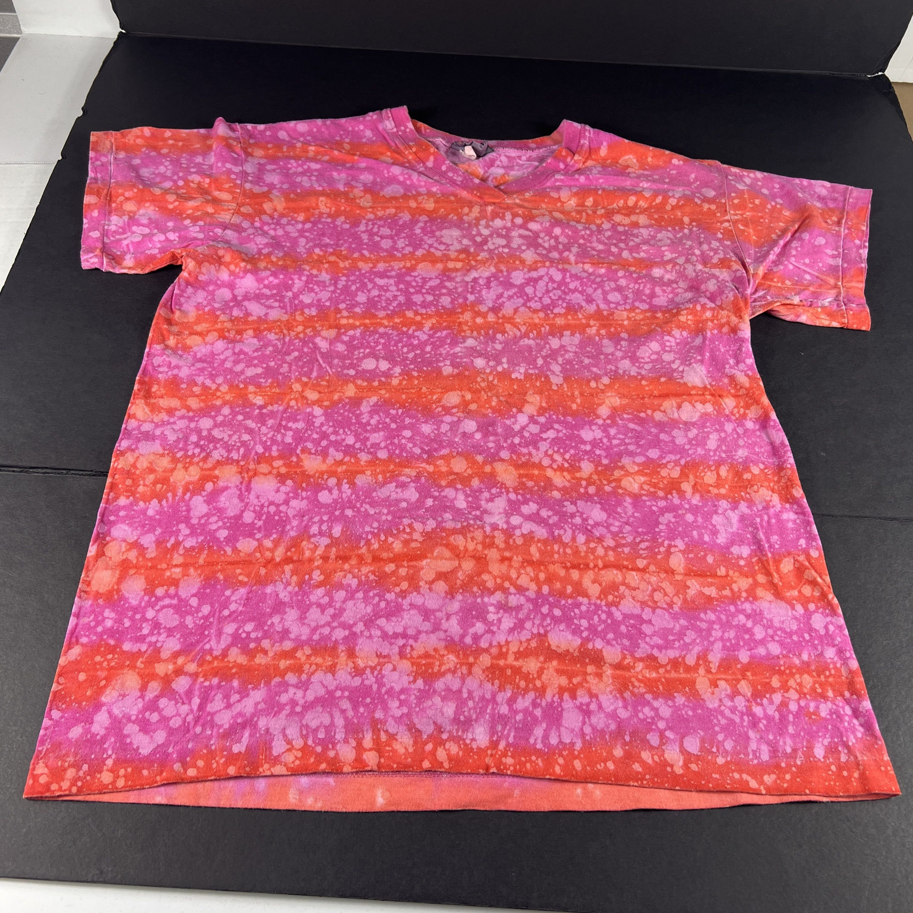 Vintage VTG 90s Too Extreme Pink Orange Faded Striped Single Stitch Size US L / EU 52-54 / 3 - 1 Thumbnail