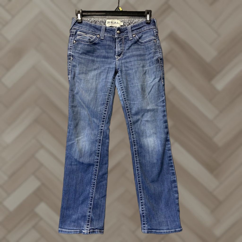 Ariat Ariat Jeans Womens 28S Real Denim Riding Jeans / 47-105 - Slim, Mid Rise, 5-Pocket, Denim, Blue, Cowboy, Horse, Southwestern, Ariat, Regular, Women Size 28" / US 6 / IT 42 - 1 Thumbnail