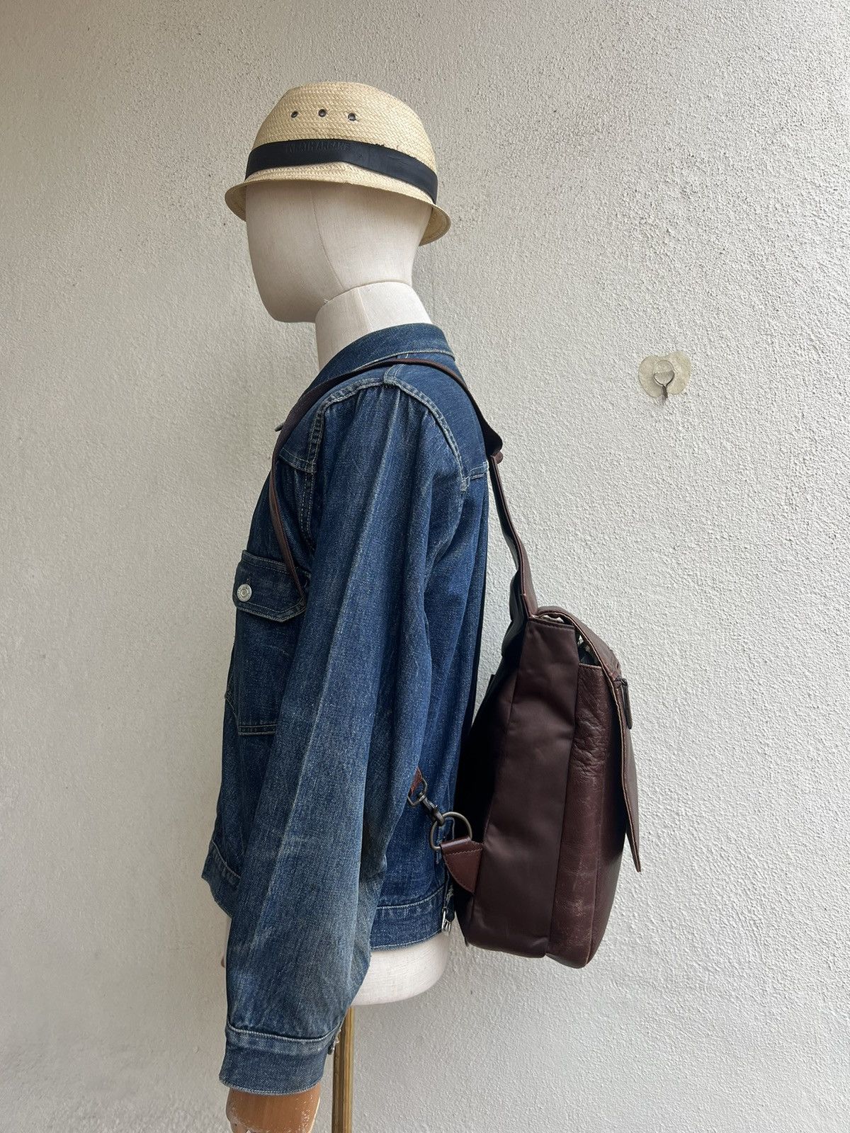 Leather Vintage HW Design Japan Hybrid Nylon Patina Leather Backpack Size ONE SIZE - 2 Thumbnail
