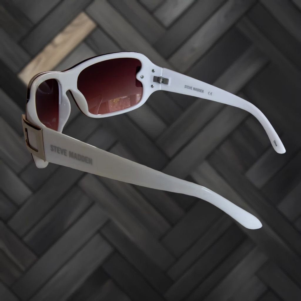 Steve Madden Steve Madden Sunglasses Women Shield SRSML0417 White Pink Lens Crack Lens Size ONE SIZE - 1 Thumbnail