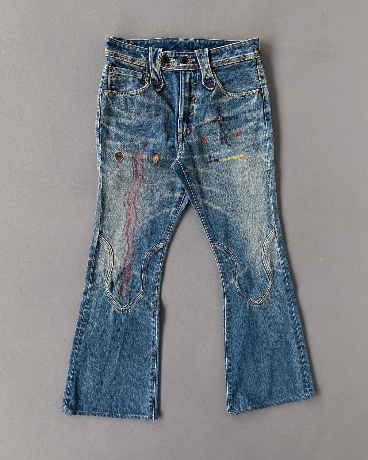 Kapital Bootcut Flared Flare Denim Painted Jeans