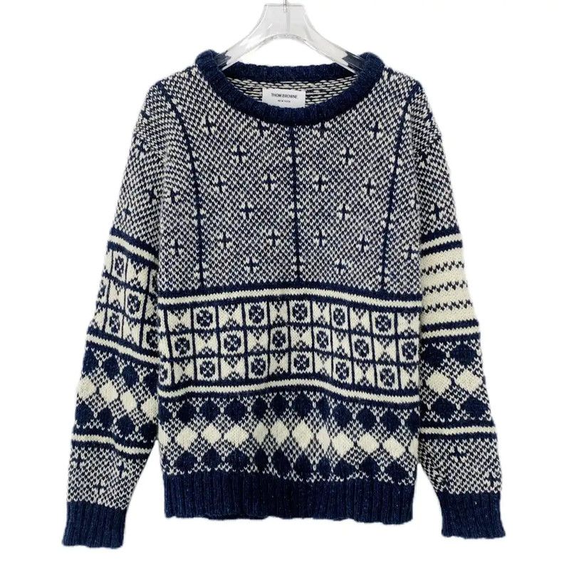 Thom Browne Thom Browne Navy Wool Men's Sweater 0089 Size US S / EU 44-46 / 1 - 1 Thumbnail